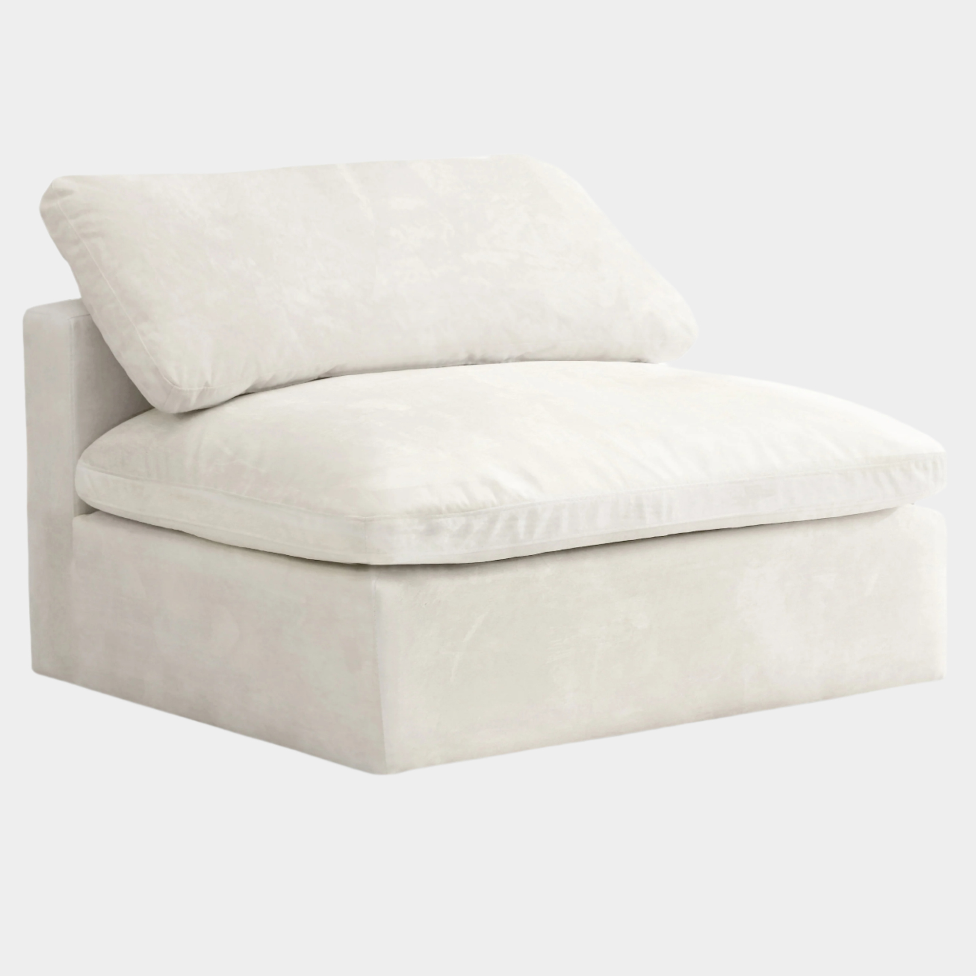 Cozy Velvet Upholstered Overstuffed Fiber Filled Comfort Comfort Armless Modular Chair