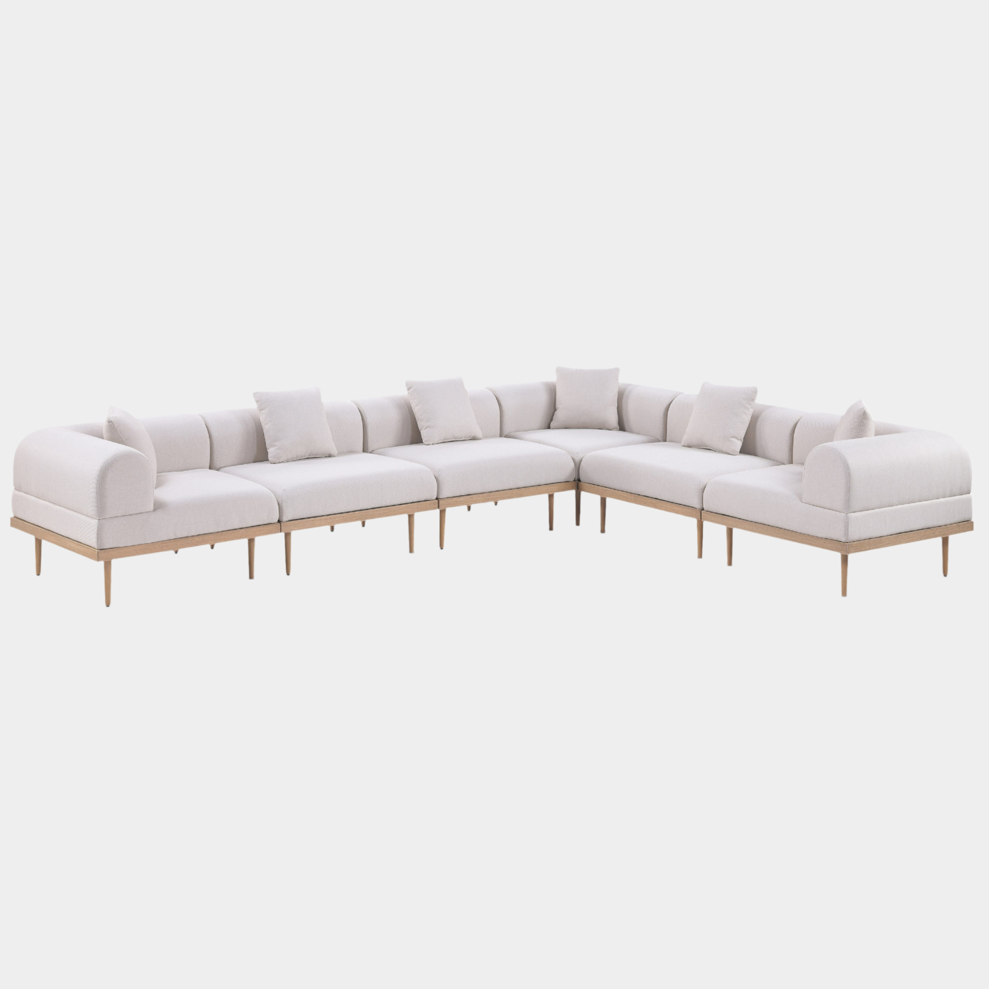 Laguna 142" Resilient Water Resistant Fabric Upholstered Outdoor Patio 6pc. Modular Sectional