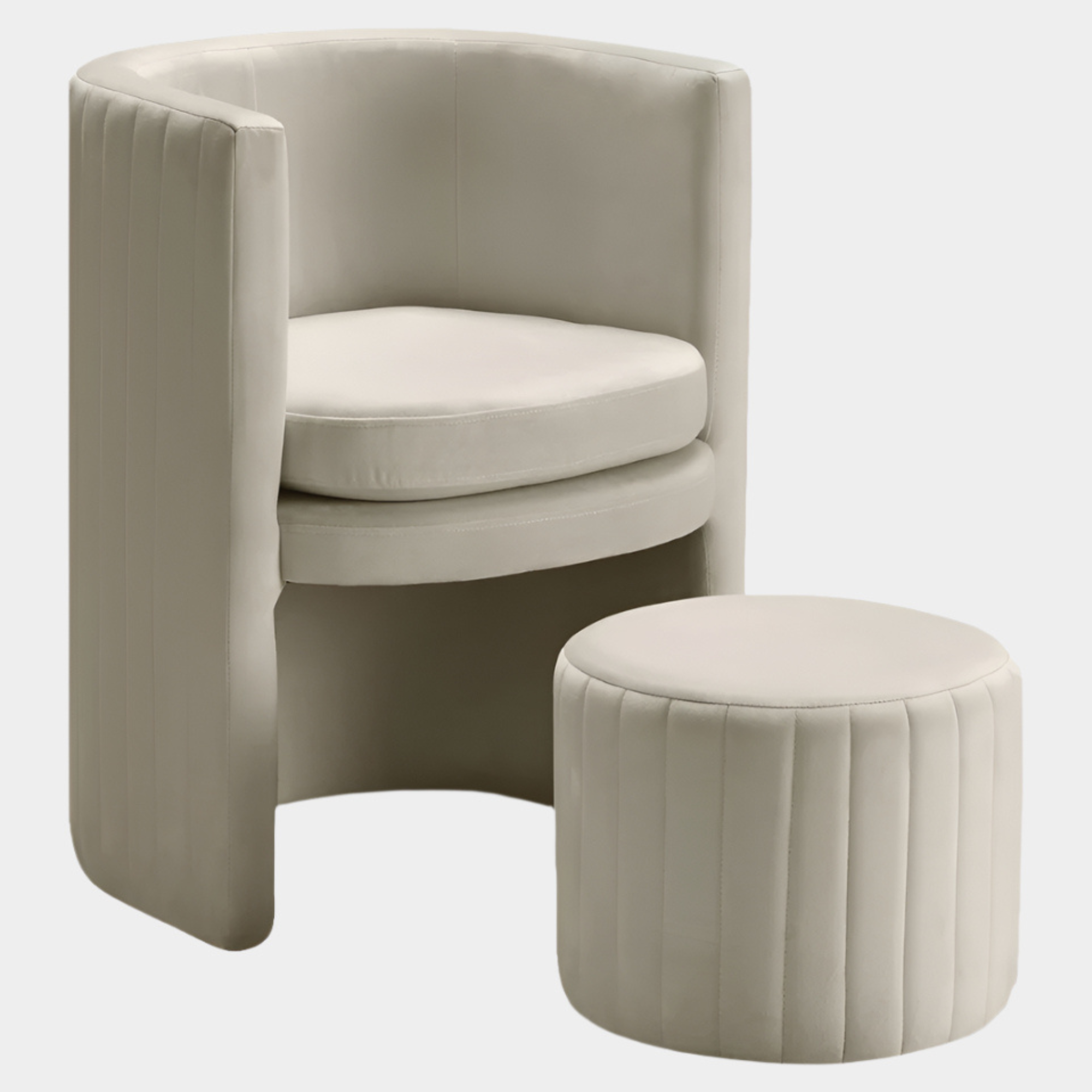 Selena Velvet Upholstered Accent Chair And Ottoman Set