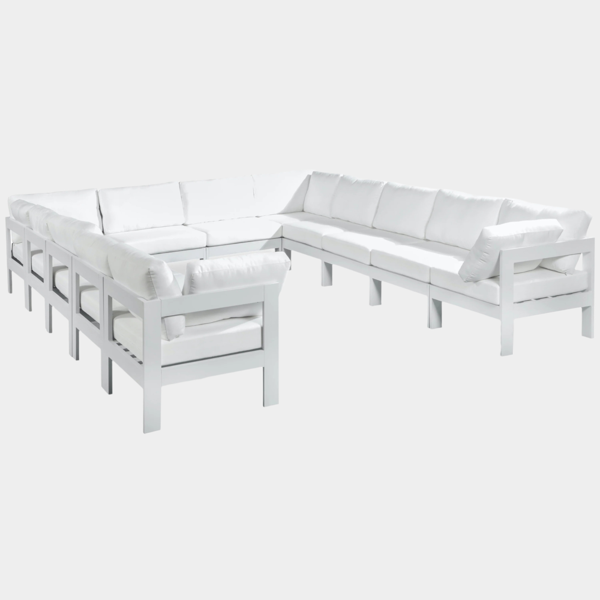 Nizuc 120" Water Resistant Fabric Upholstered Outdoor Patio 12pc. Modular Sectional