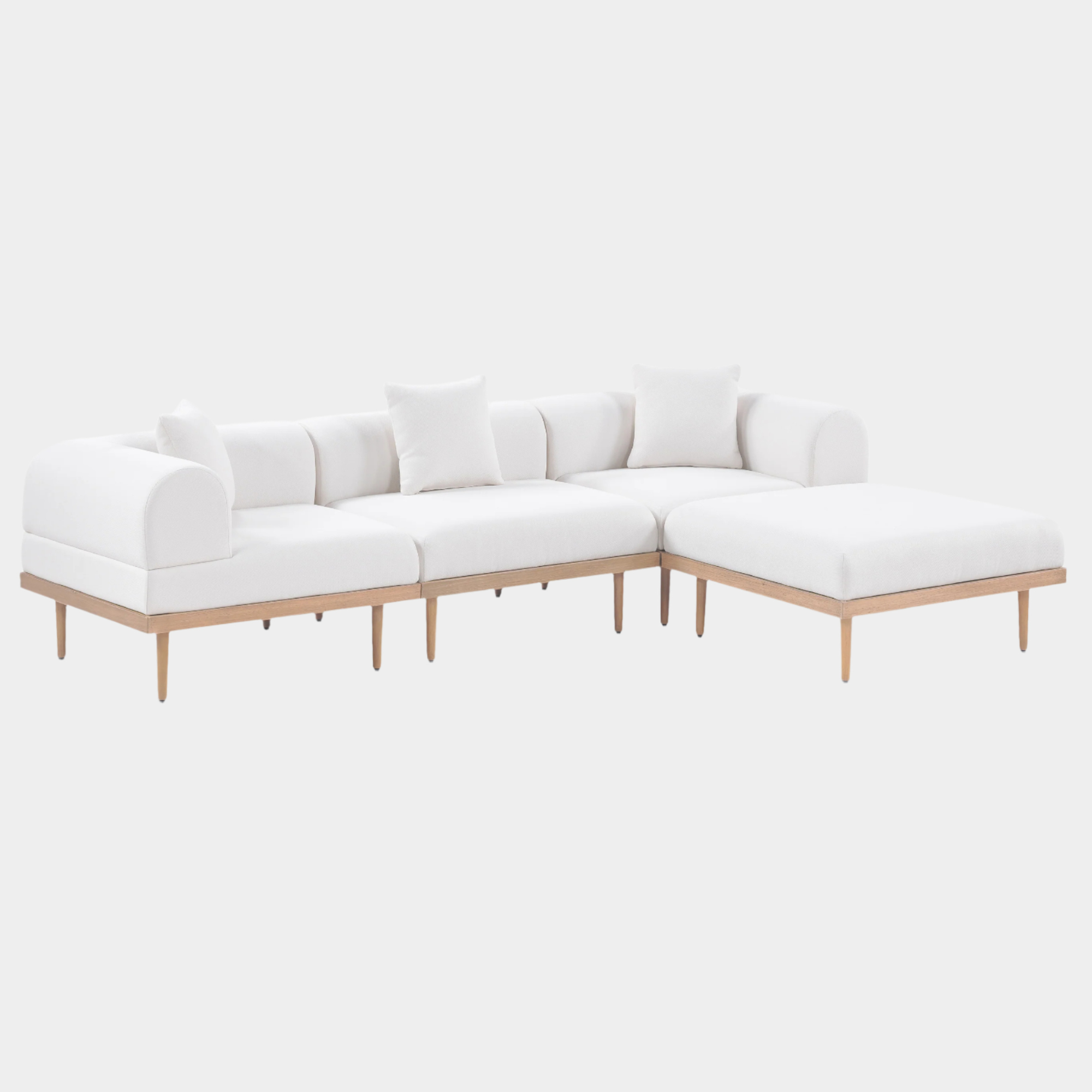 Laguna 106.5" Resilient Water Resistant Fabric Upholstered Outdoor Patio 4pc. Modular Sectional