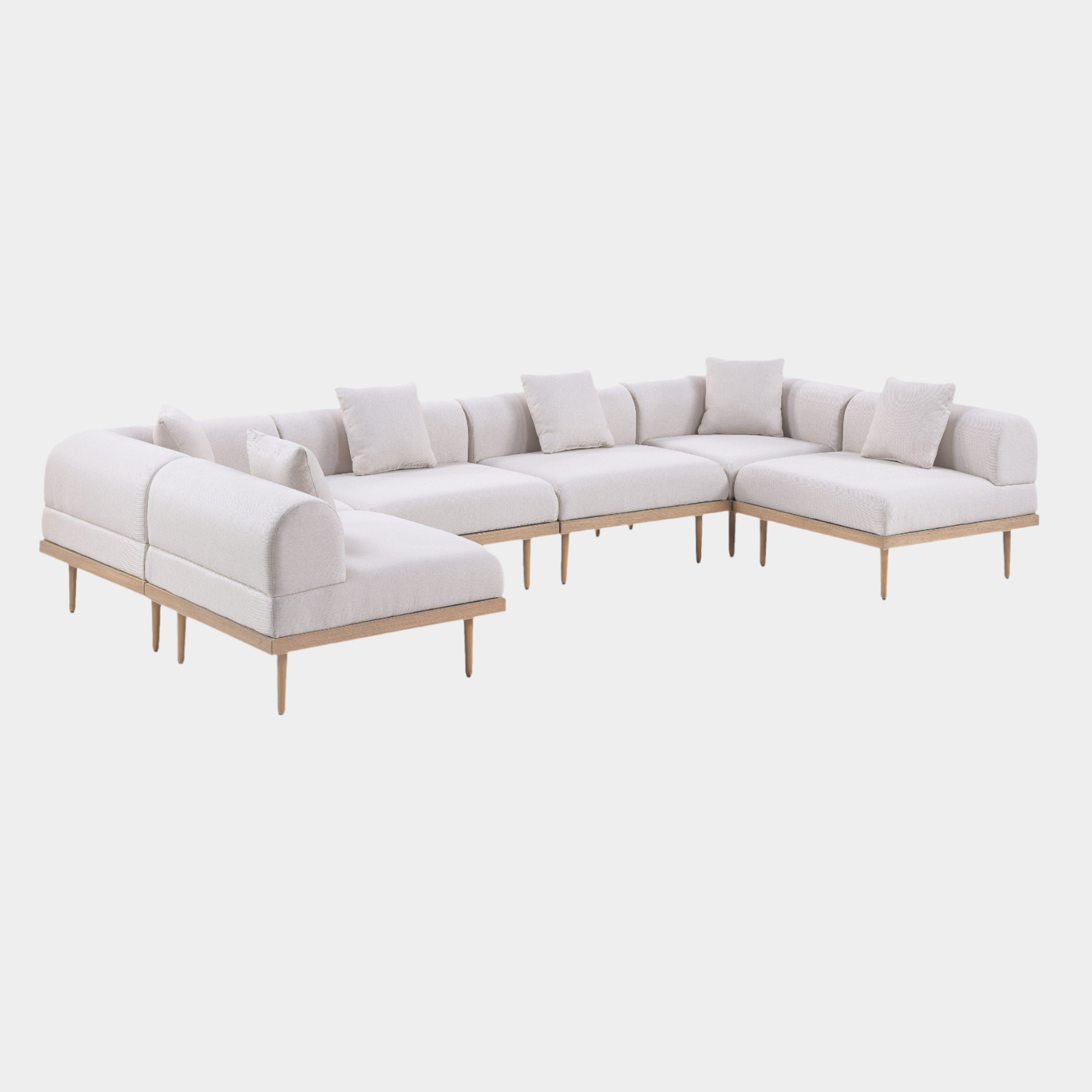 Laguna 142" Resilient Water Resistant Fabric Upholstered Outdoor Patio 6pc. Modular Sectional