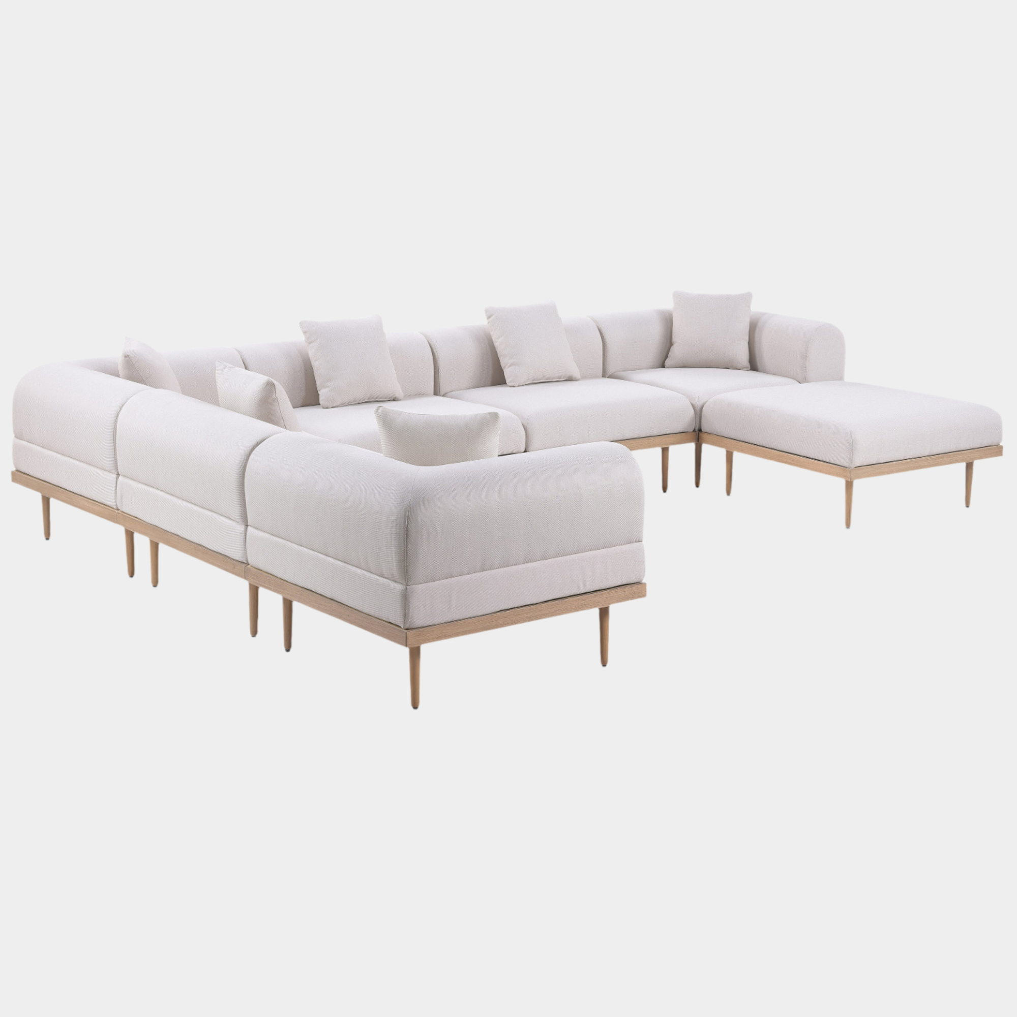 Laguna 142" Resilient Water Resistant Fabric Upholstered Outdoor Patio 7pc. Modular Sectional