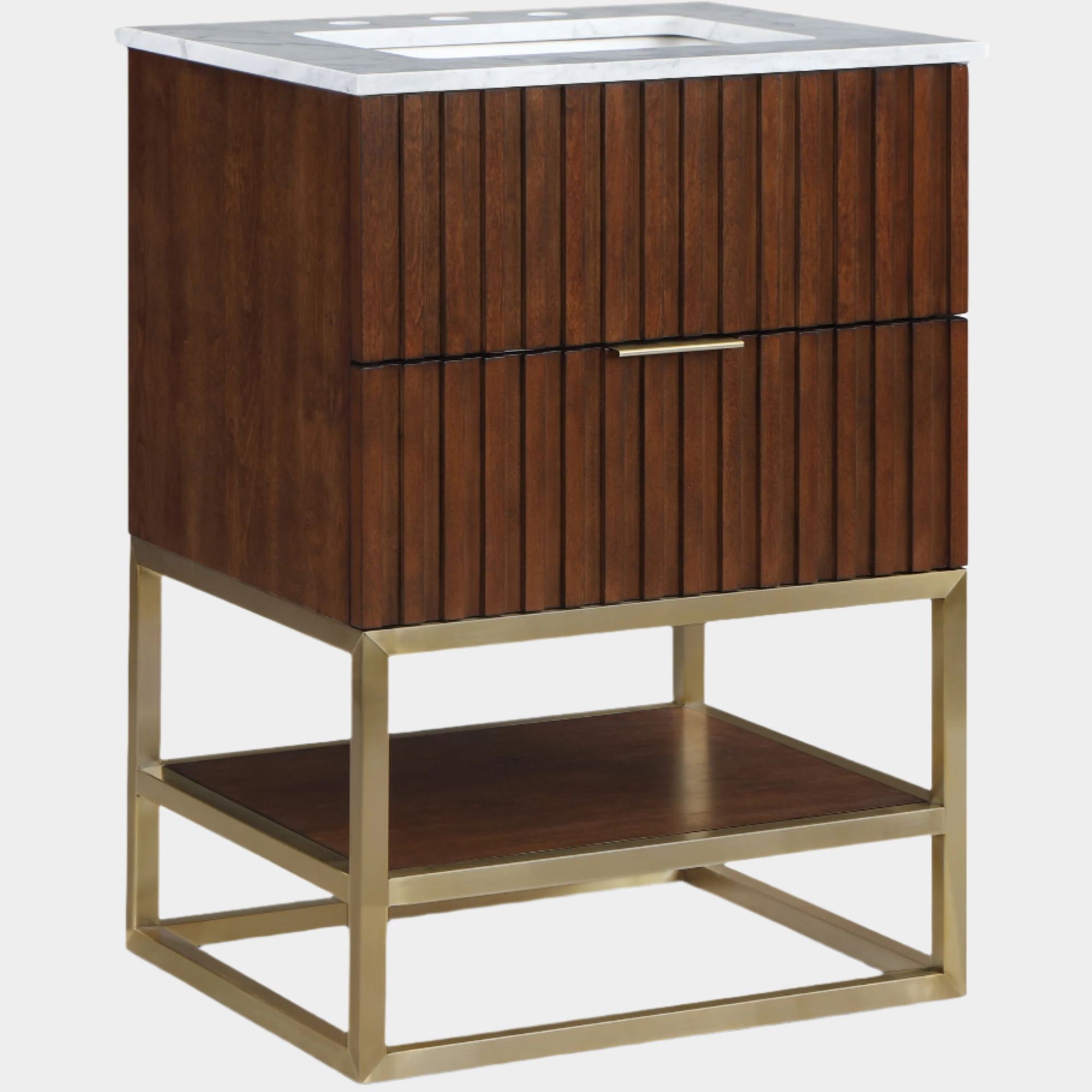 Monad 24" Genuine Marble Top, Steel And Glass Base Vanity