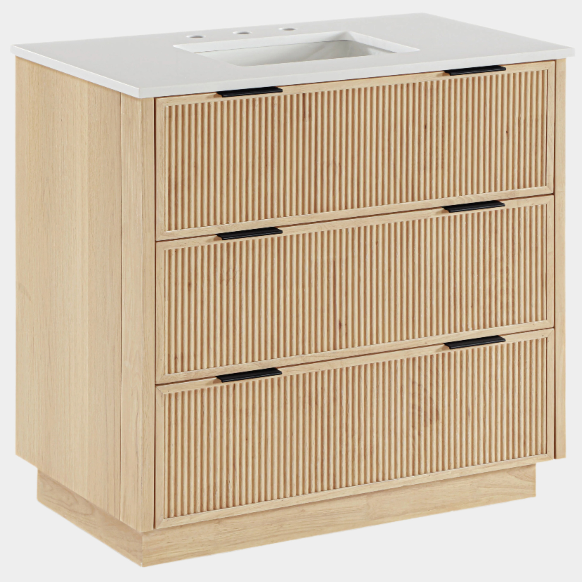 Willard 36" White Engineered Stone And Solid Wood Bathroom Vanity