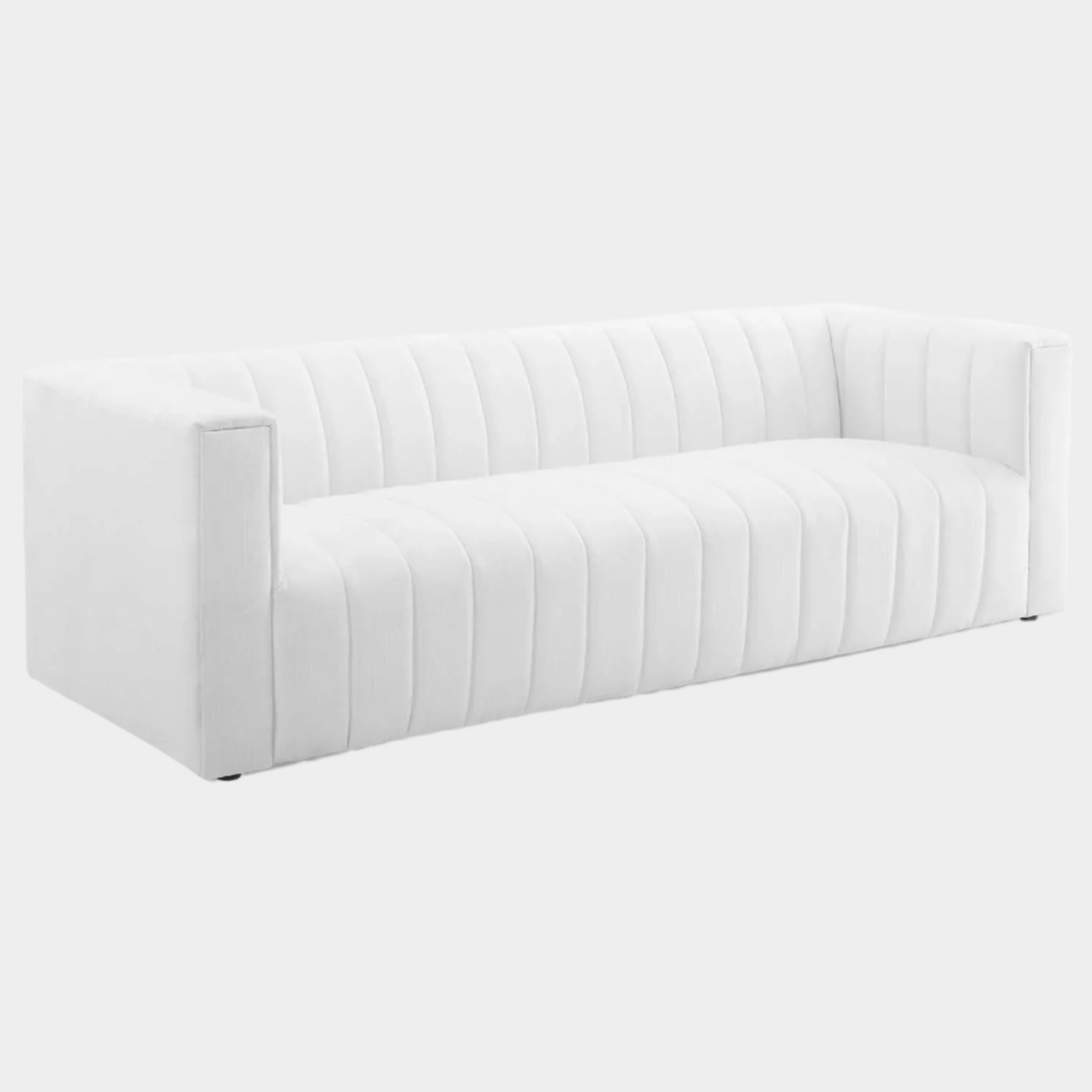 Reflection Channel Tufted Upholstered Fabric Sofa