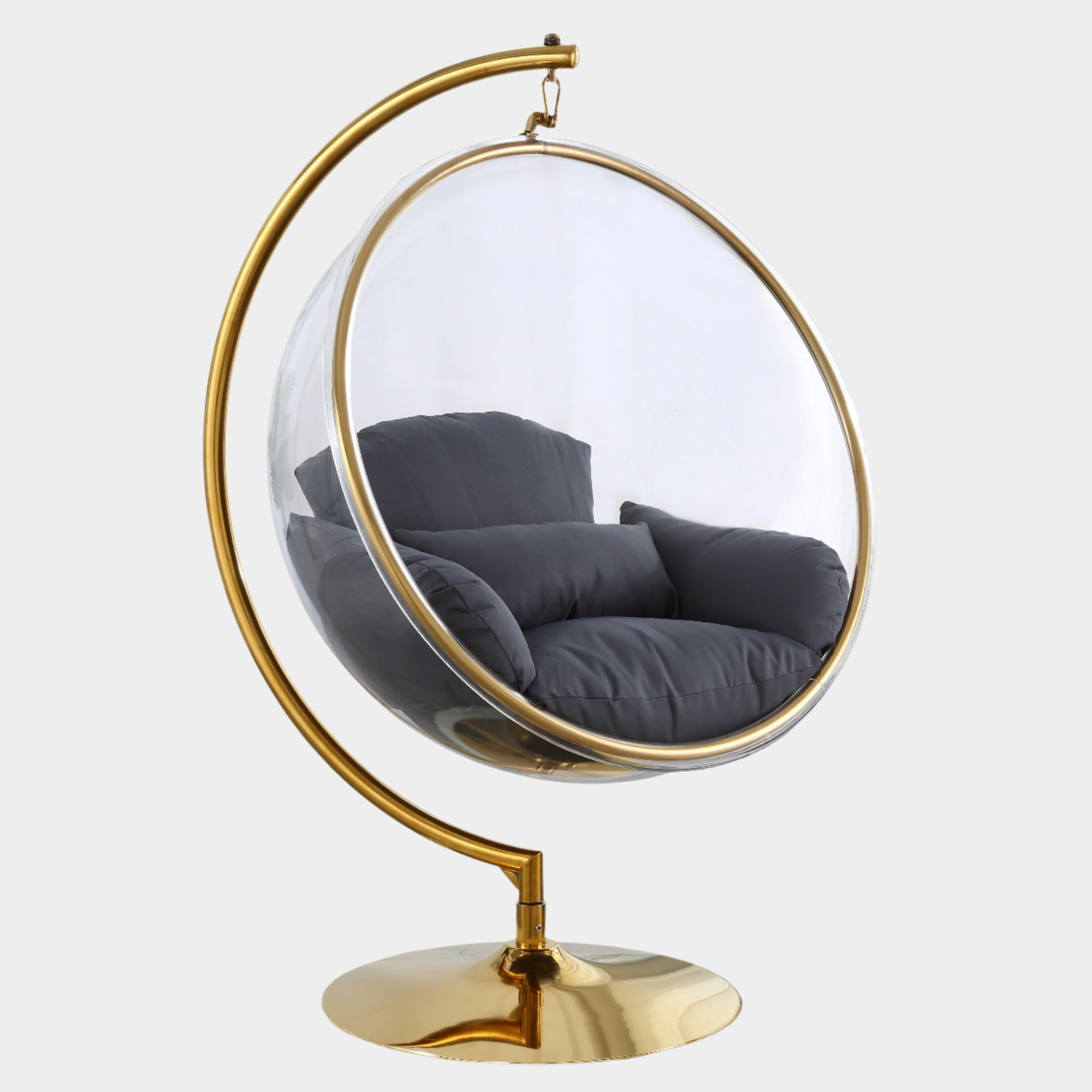 Luna Acrylic And Fabric Upholstered Swing Bubble Accent Chair