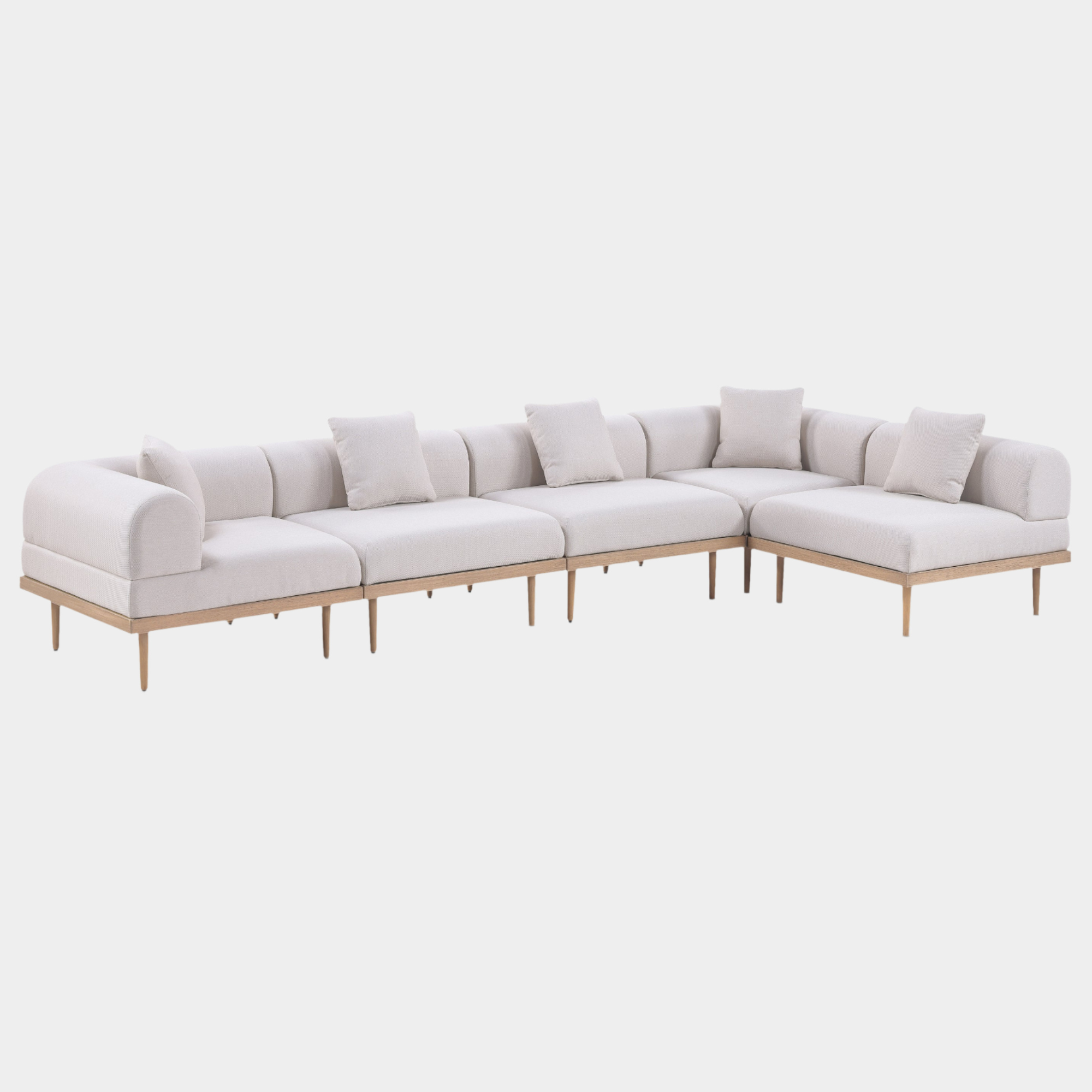 Laguna 142" Resilient Water Resistant Fabric Upholstered Outdoor Patio 5pc. Modular Sectional