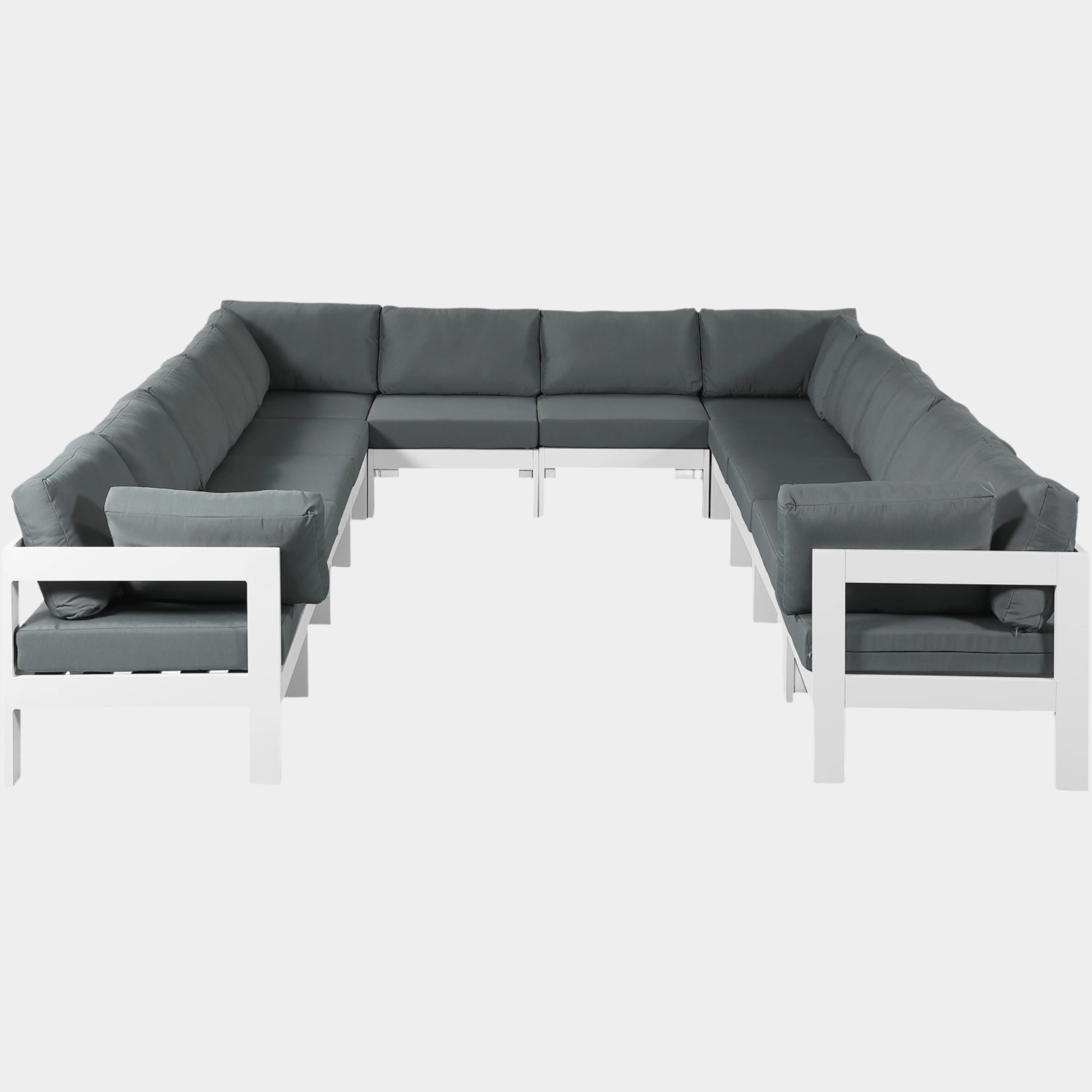 Nizuc 120" Water Resistant Fabric Upholstered Outdoor Patio 12pc. Modular Sectional