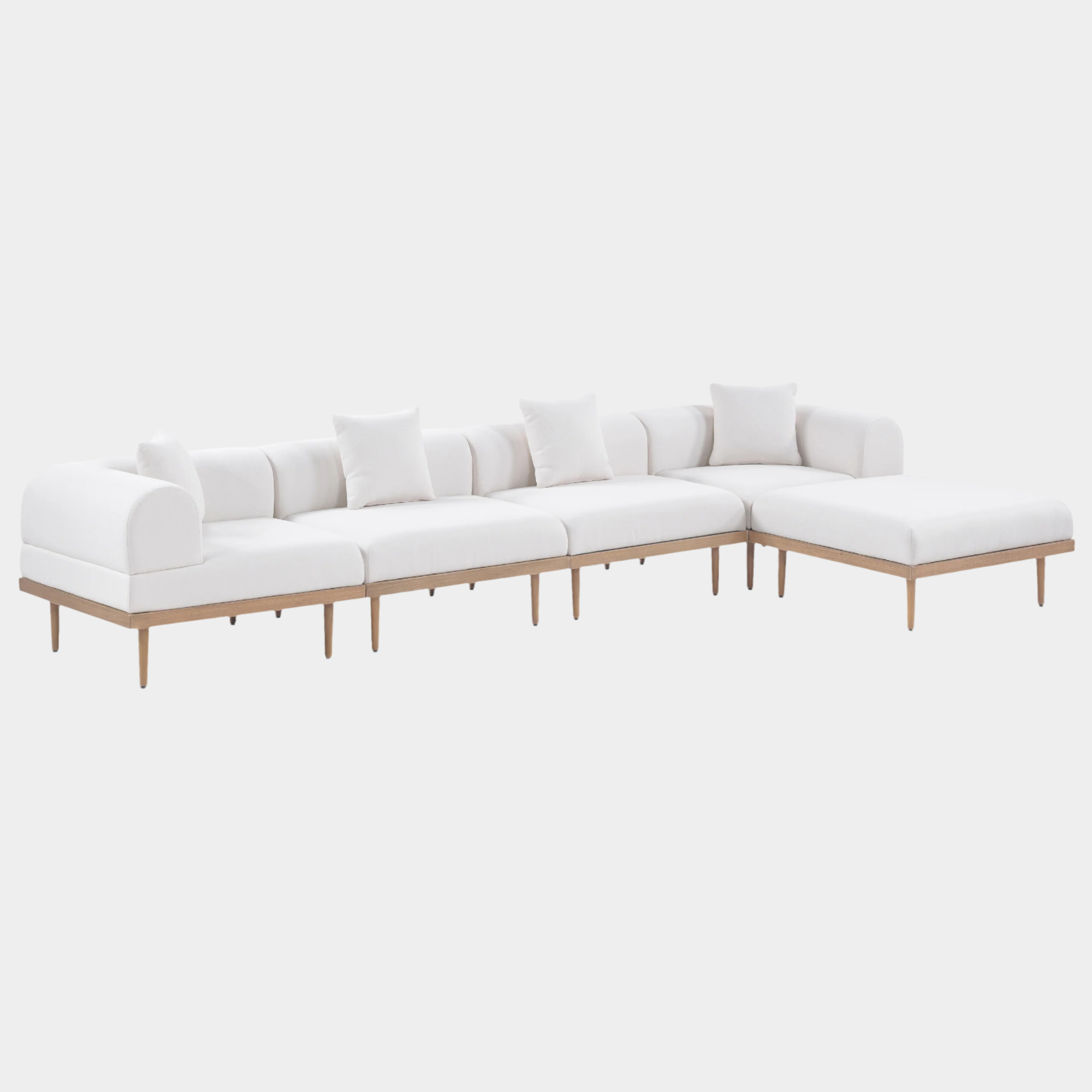 Laguna 142" Resilient Water Resistant Fabric Upholstered Outdoor Patio 5pc. Modular Sectional