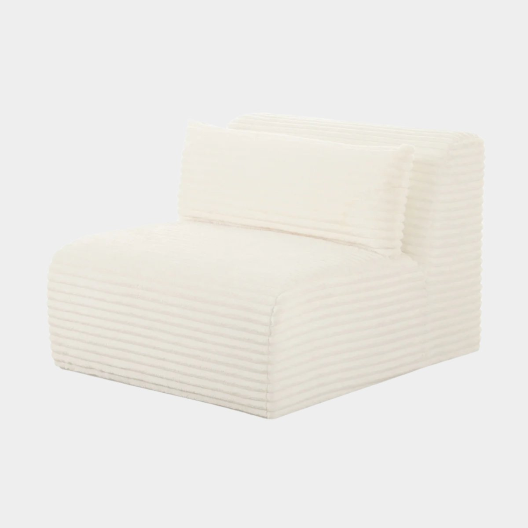 Chaise modulaire sans accoudoirs surdimensionnée en velours côtelé crème Tarra Fluffy