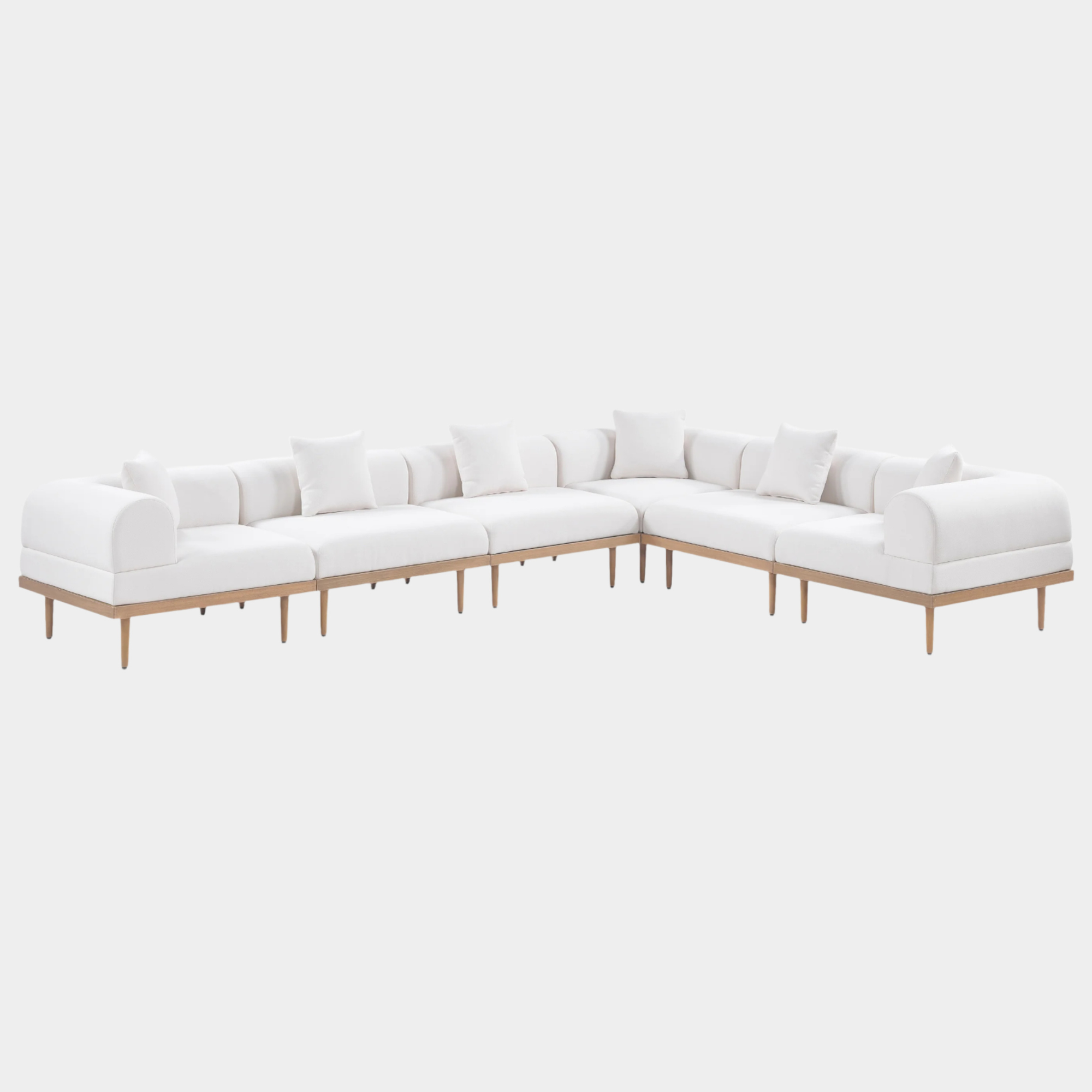 Laguna 142" Resilient Water Resistant Fabric Upholstered Outdoor Patio 6pc. Modular Sectional