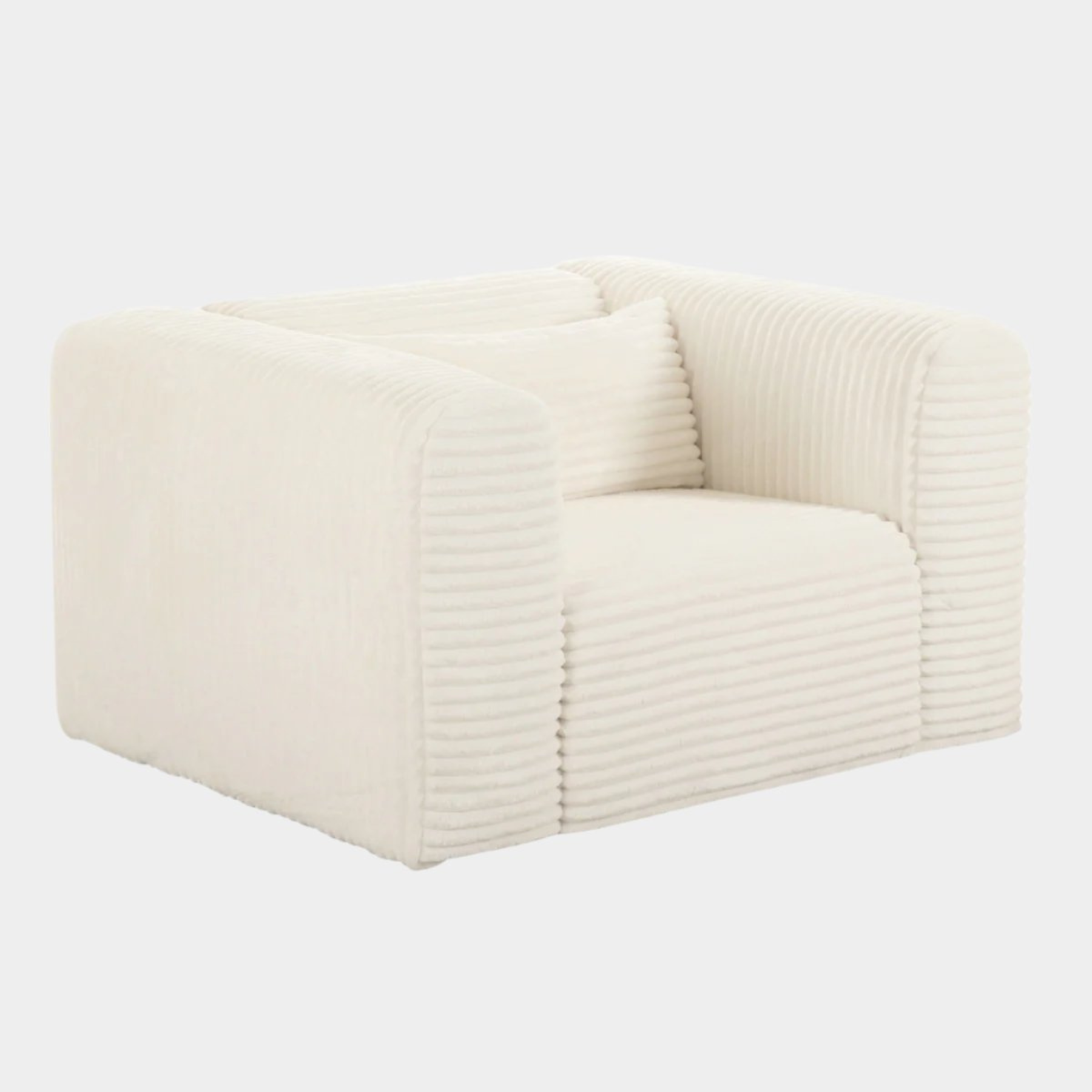 Fauteuil surdimensionné en velours côtelé crème Tarra Fluffy