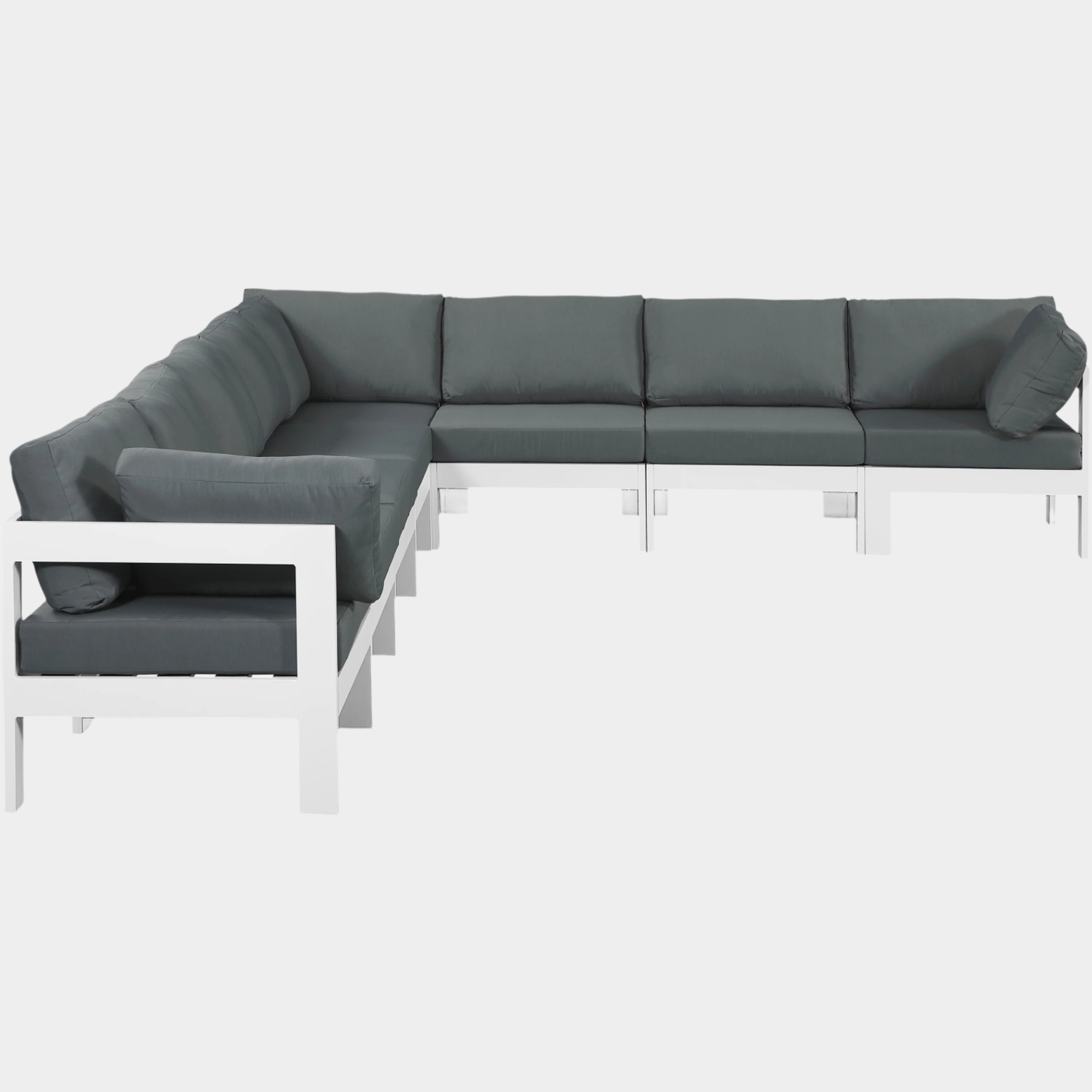 Nizuc 150" Water Resistant Fabric Upholstered Outdoor Patio 8pc. Modular Sectional