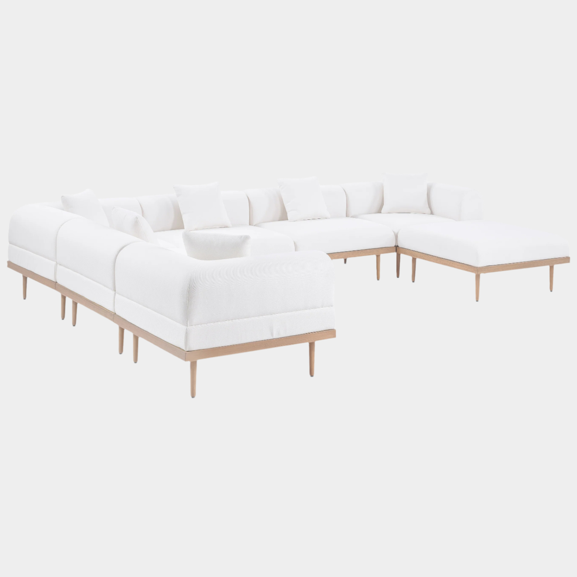 Laguna 142" Resilient Water Resistant Fabric Upholstered Outdoor Patio 7pc. Modular Sectional