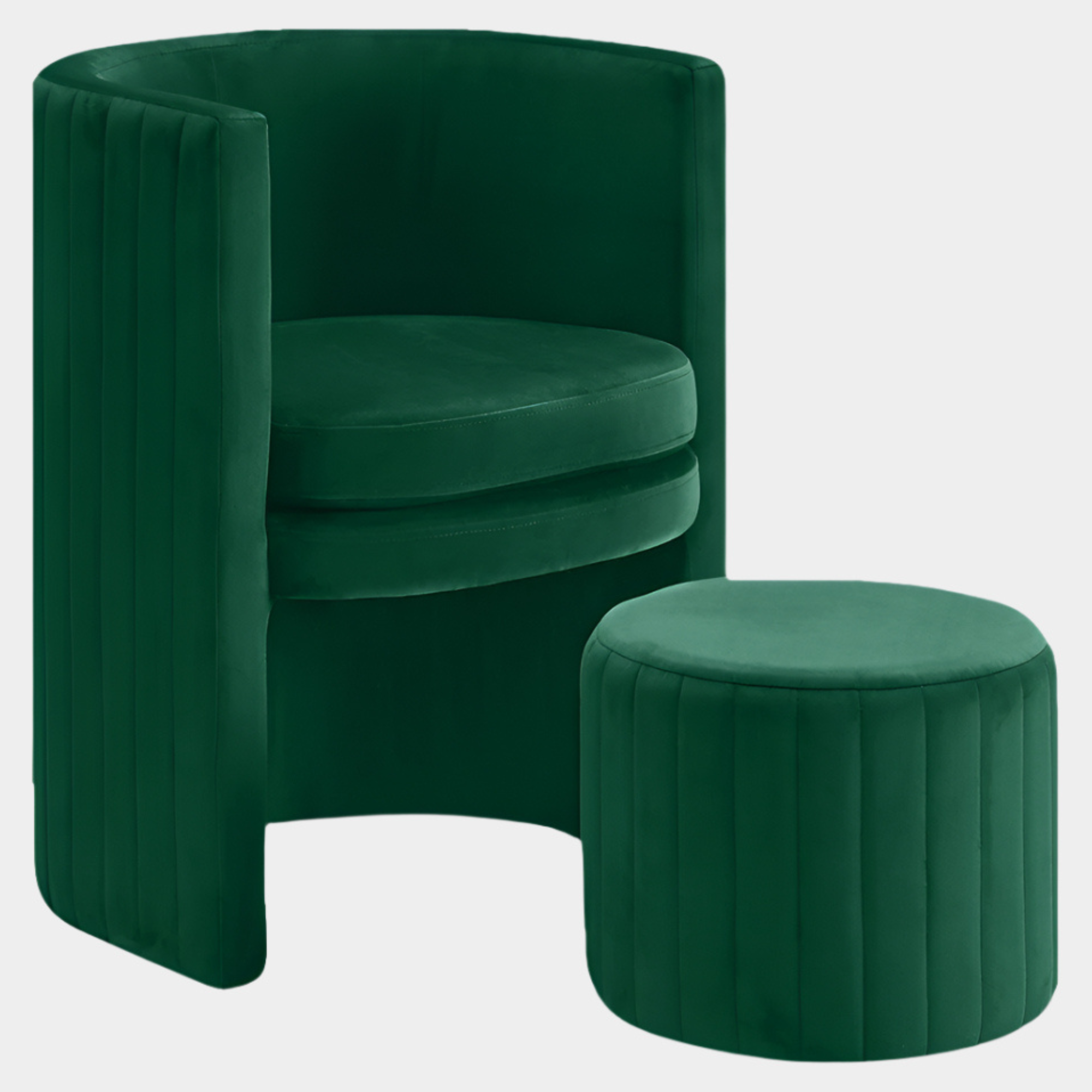 Selena Velvet Upholstered Accent Chair And Ottoman Set