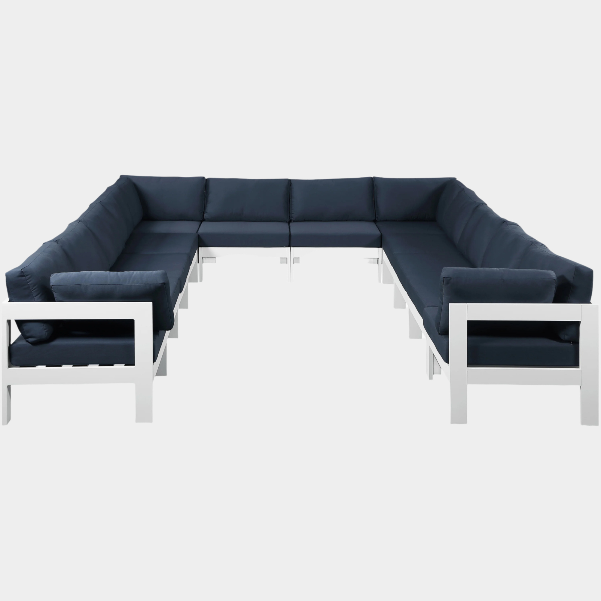 Nizuc 120" Water Resistant Fabric Upholstered Outdoor Patio 12pc. Modular Sectional