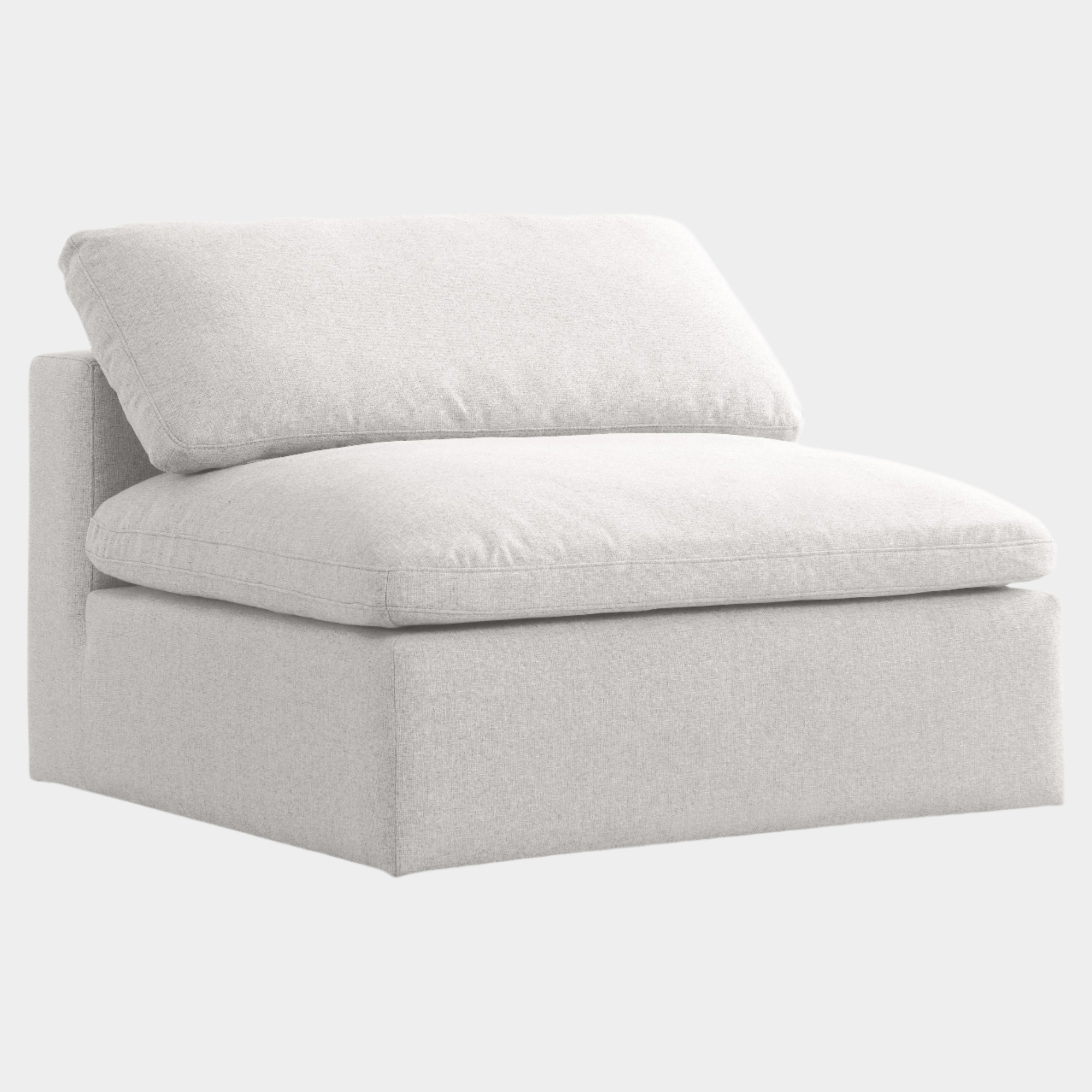 Serene Linen Textured Fabric Upholstered Deluxe Comfort Modular Armless Chair