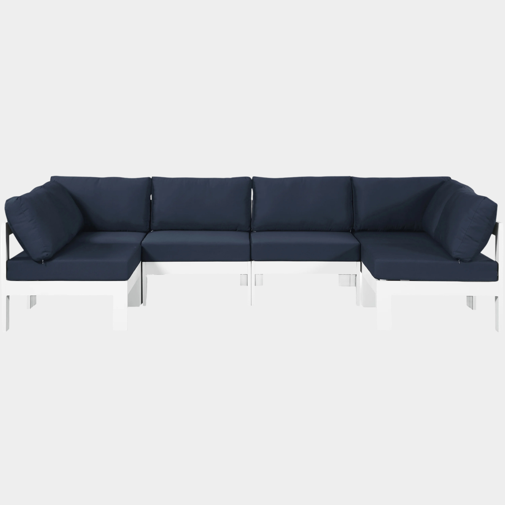 Nizuc 120" Water Resistant Fabric Upholstered Outdoor Patio 6pc. Modular Sectional