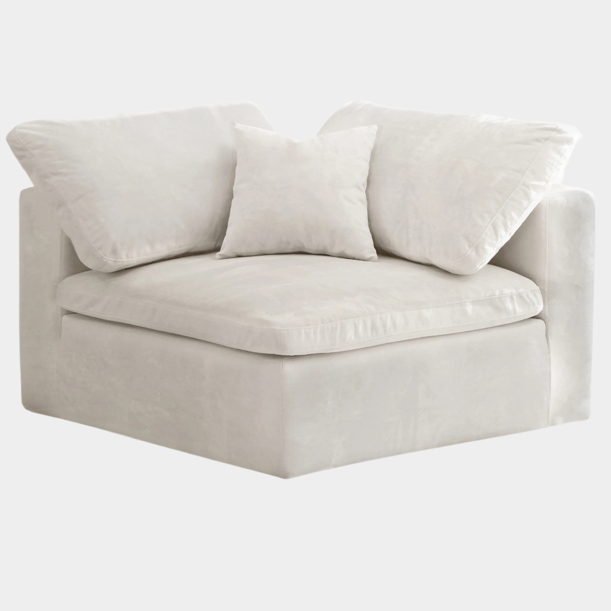 Cozy Velvet Upholstered Overstuffed Fiber Filled Comfort Comfort Corner Modular Chair