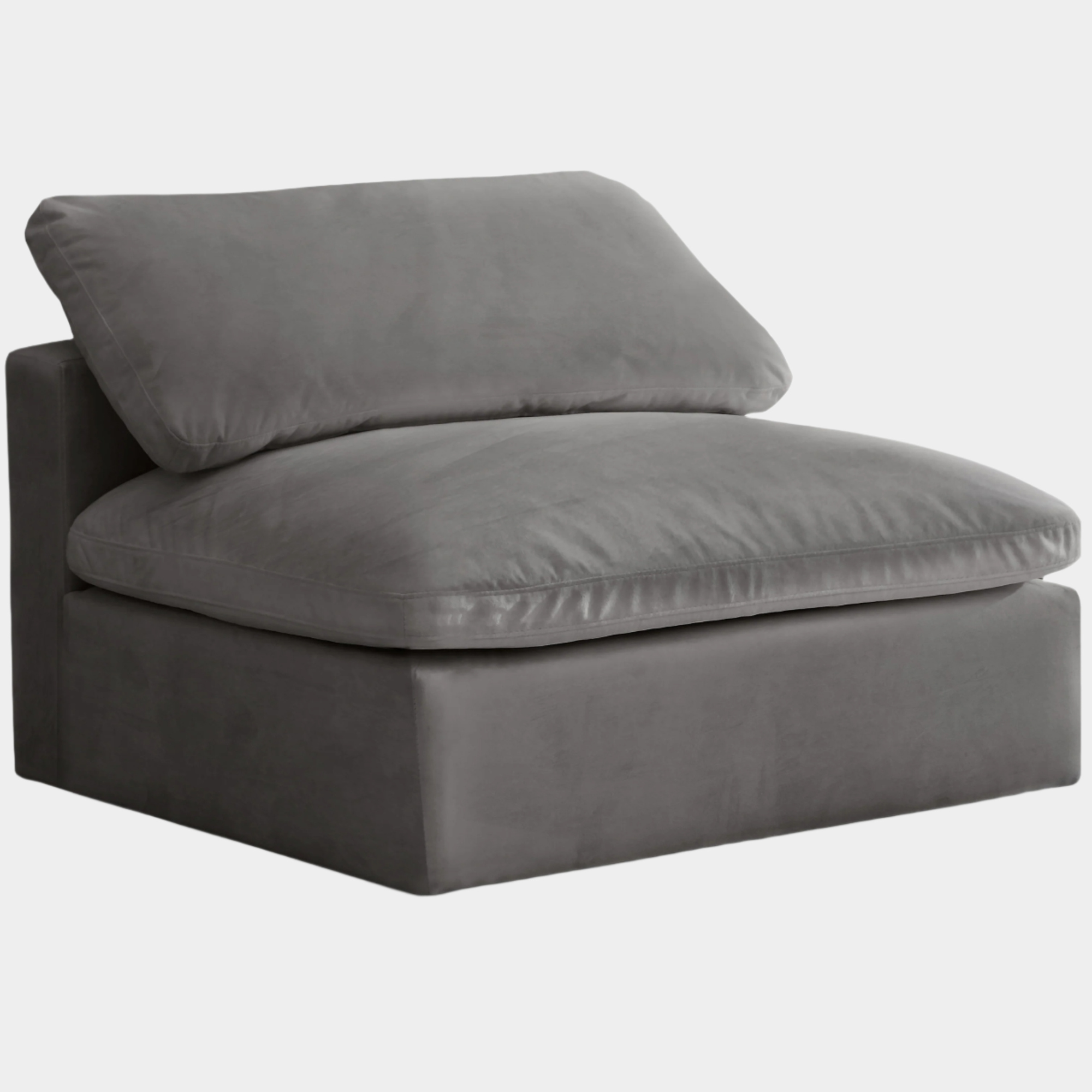 Cozy Velvet Upholstered Overstuffed Fiber Filled Comfort Comfort Armless Modular Chair