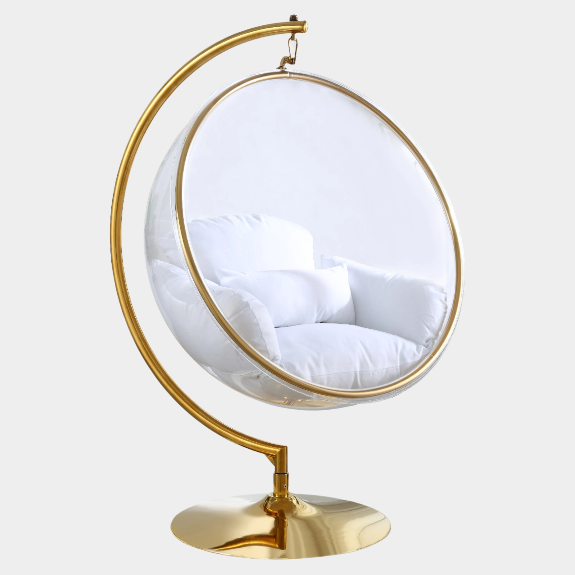 Luna Acrylic And Fabric Upholstered Swing Bubble Accent Chair