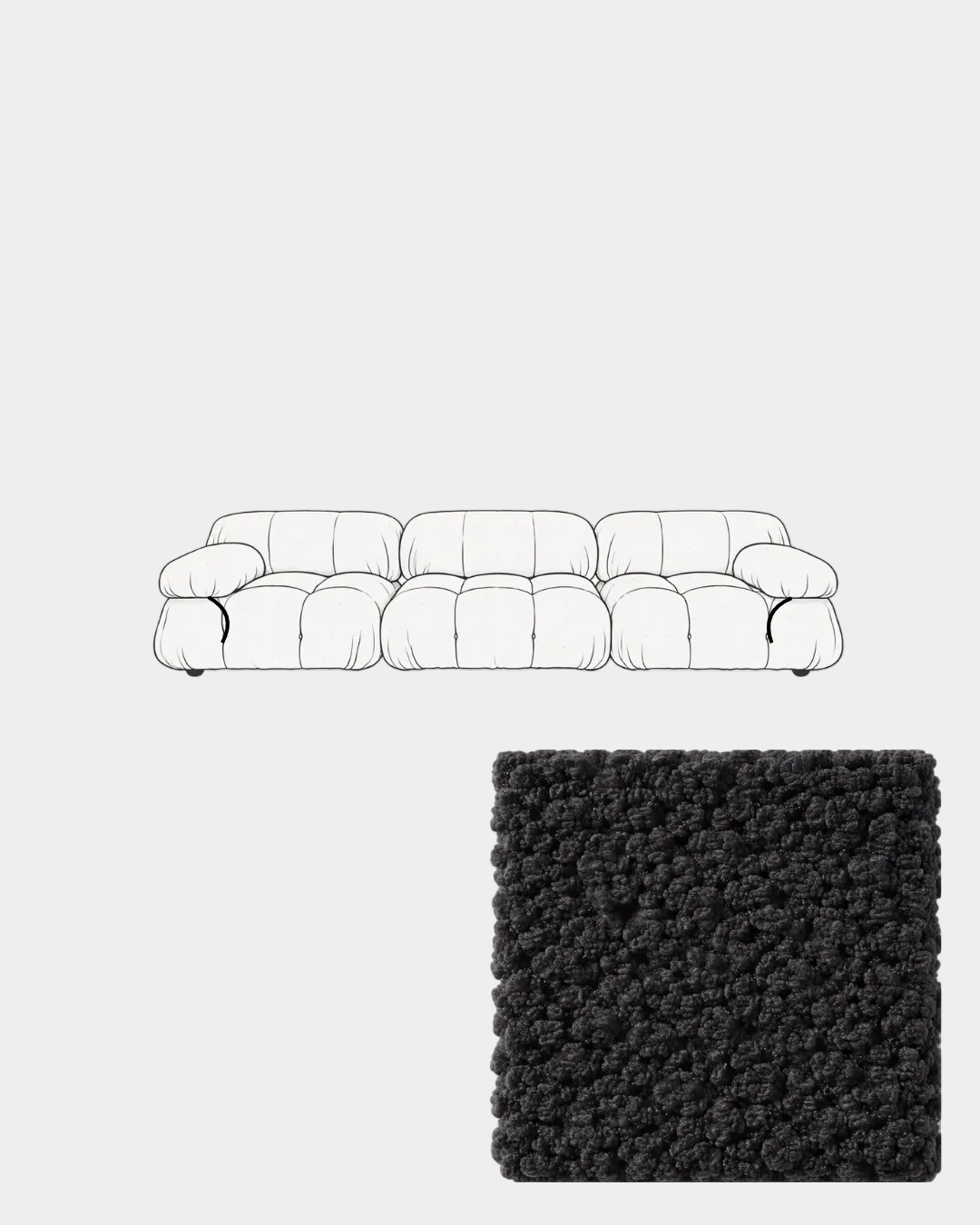 Mario Bellini Three-Seater Boucle Sofa