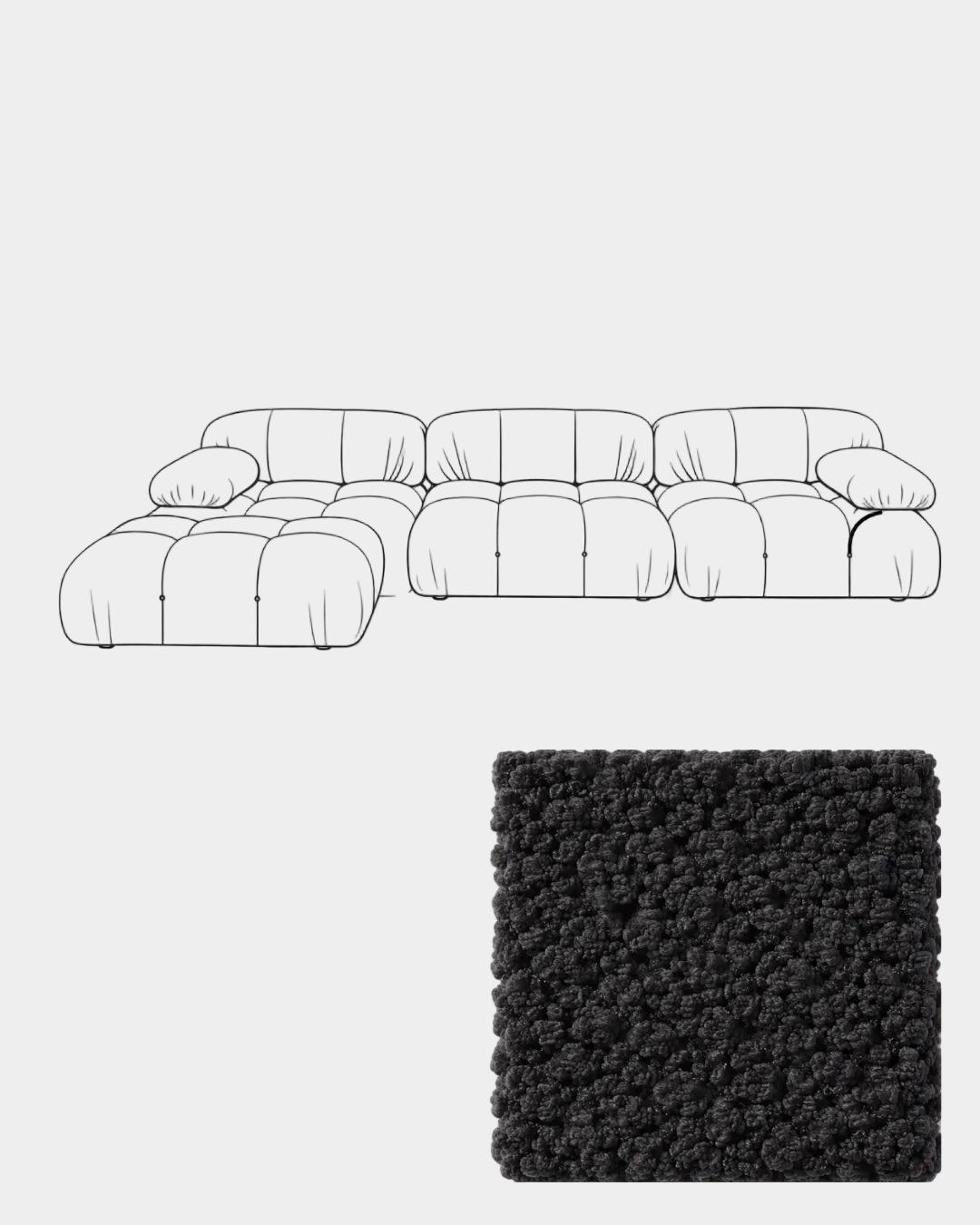 Mario Bellini Boucle Sofa with Ottoman