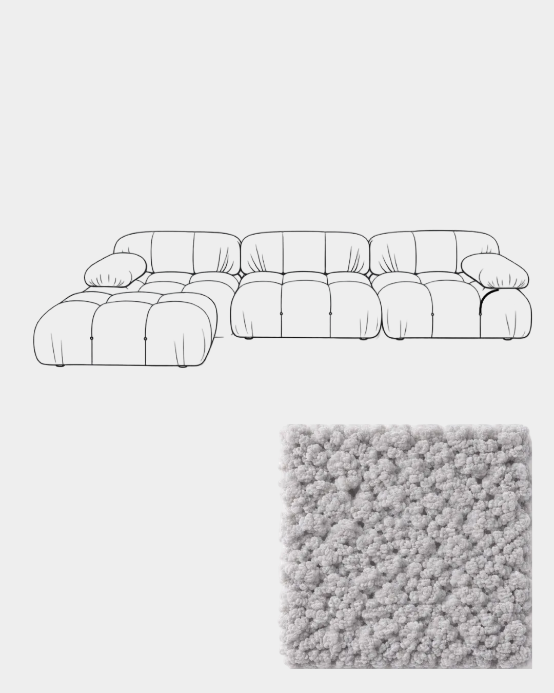 Mario Bellini Boucle Sofa with Ottoman