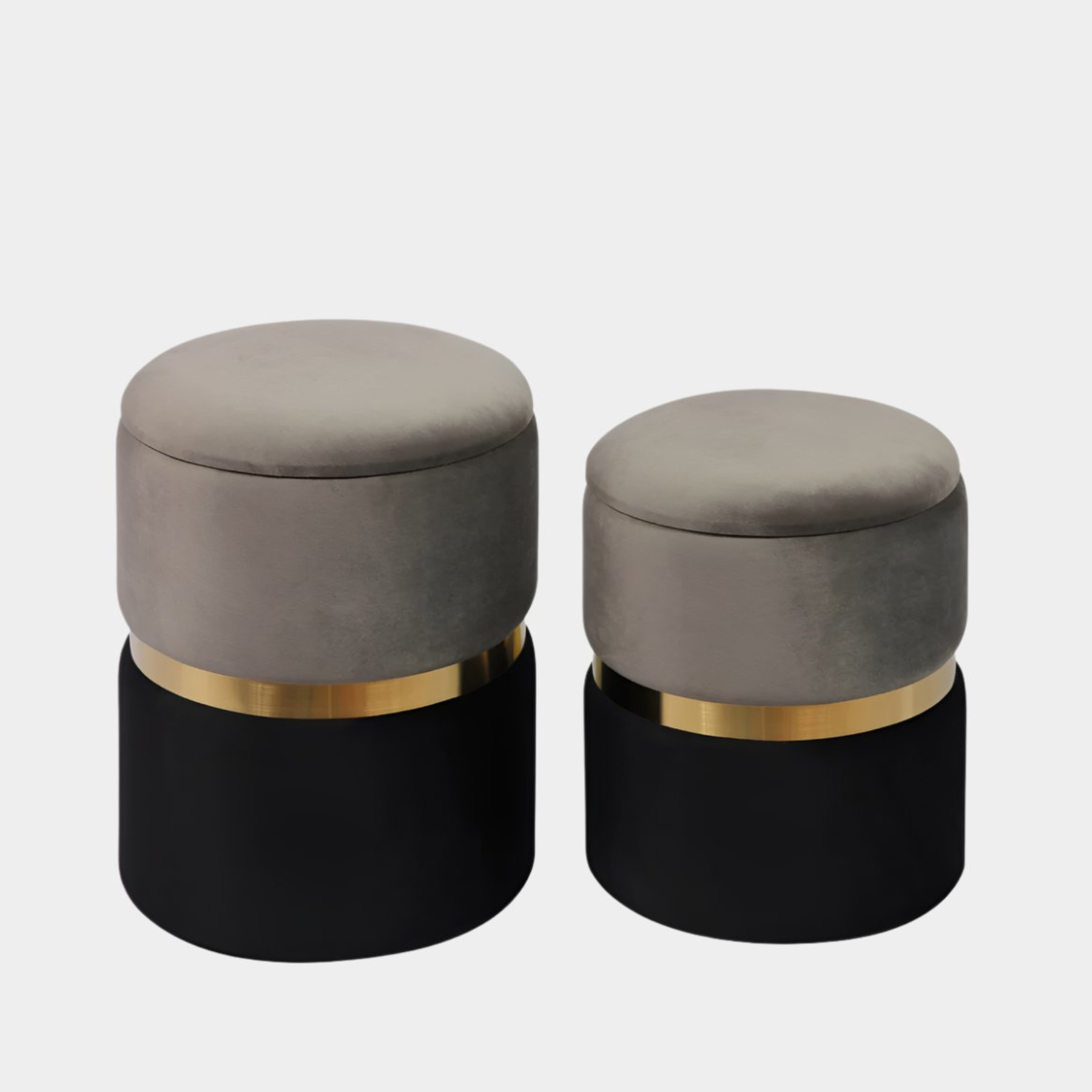 Poufs de rangement Gigi gris - Lot de 2