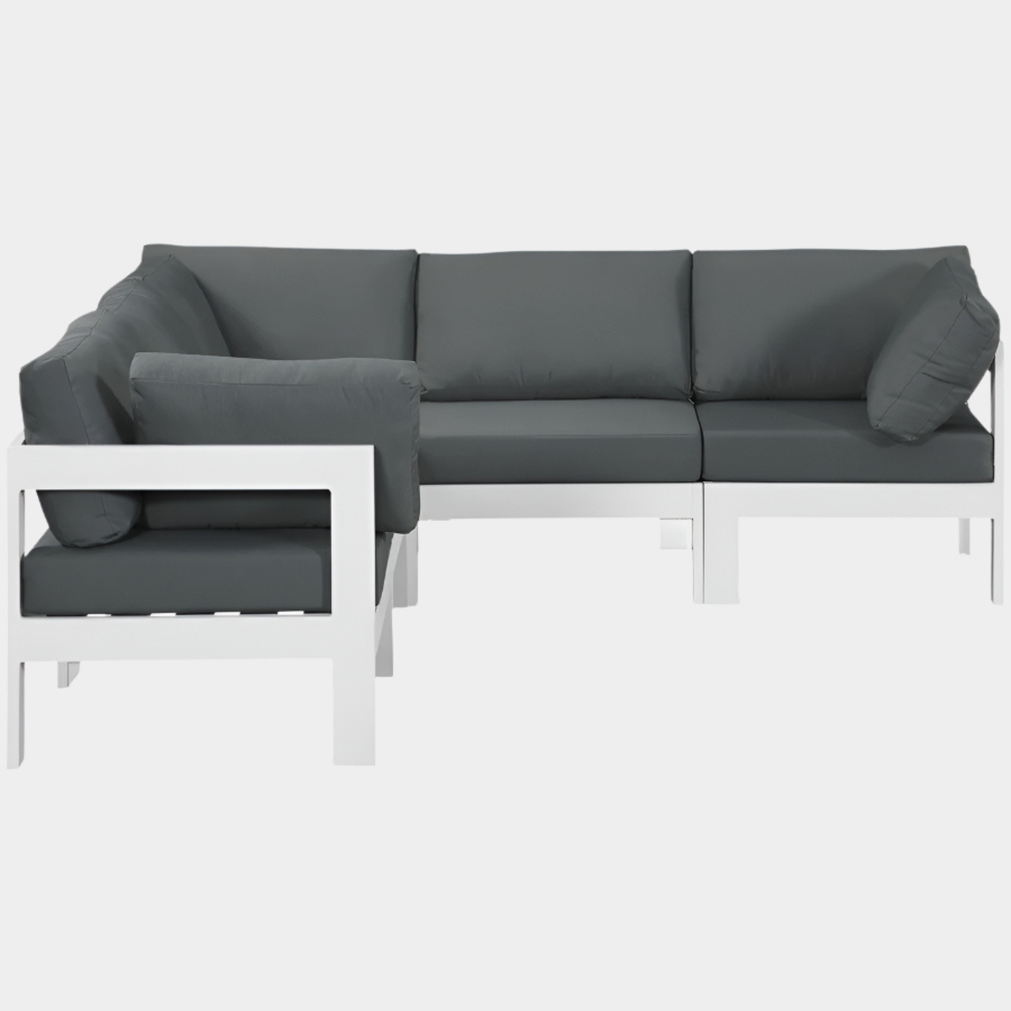 Nizuc 90" Water Resistant Fabric Upholstered Outdoor Patio 5pc. Modular Sectional