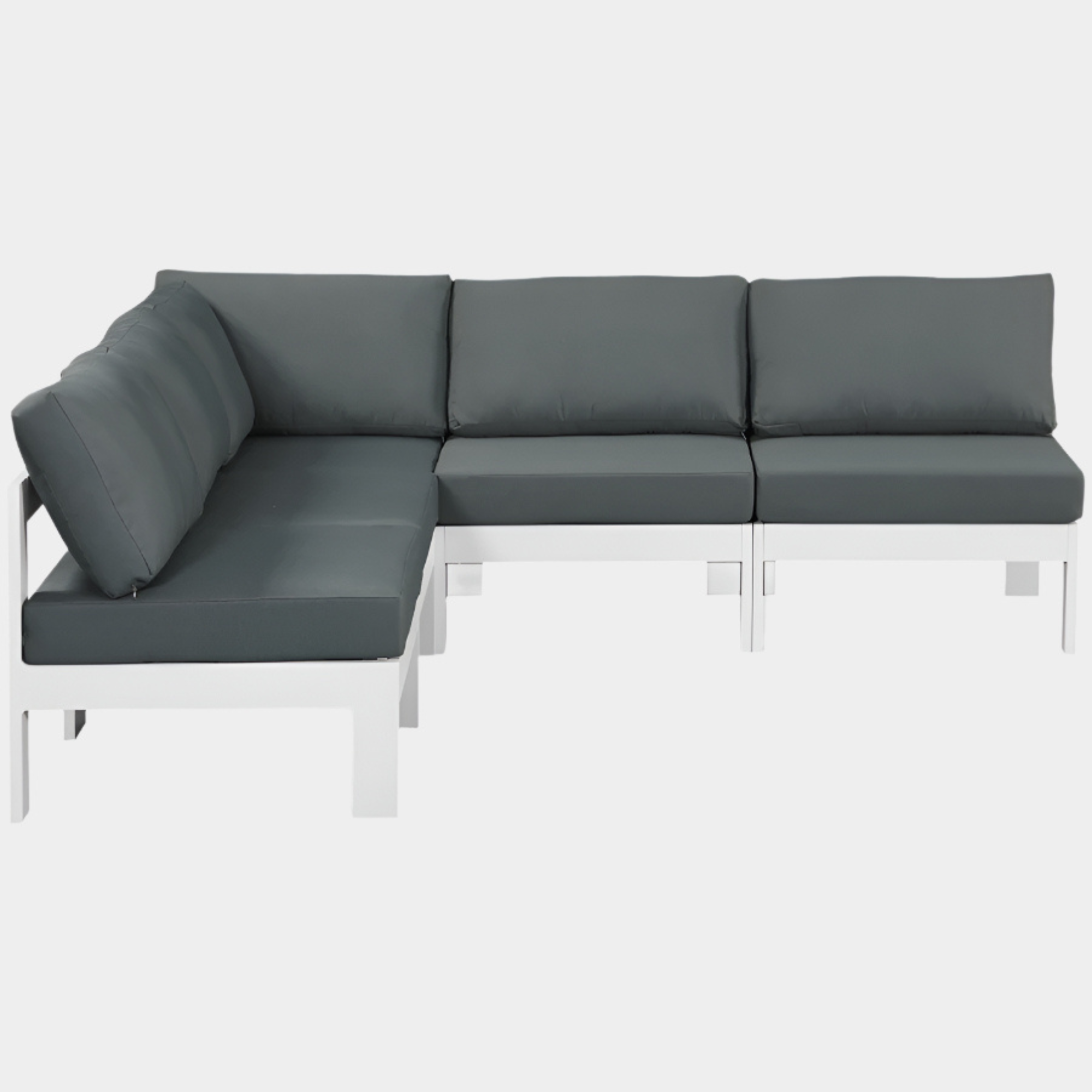 Nizuc 90" Water Resistant Fabric Upholstered Outdoor Patio 5pc. Modular Sectional