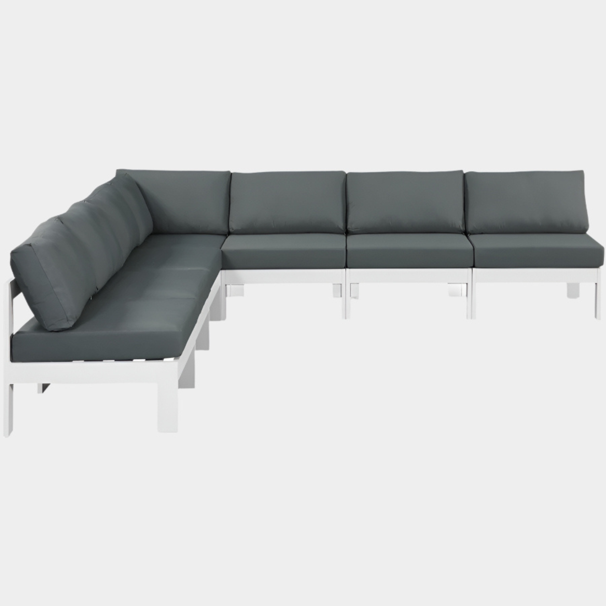 Nizuc 120" Water Resistant Fabric Upholstered Outdoor Patio 7pc. Modular Sectional