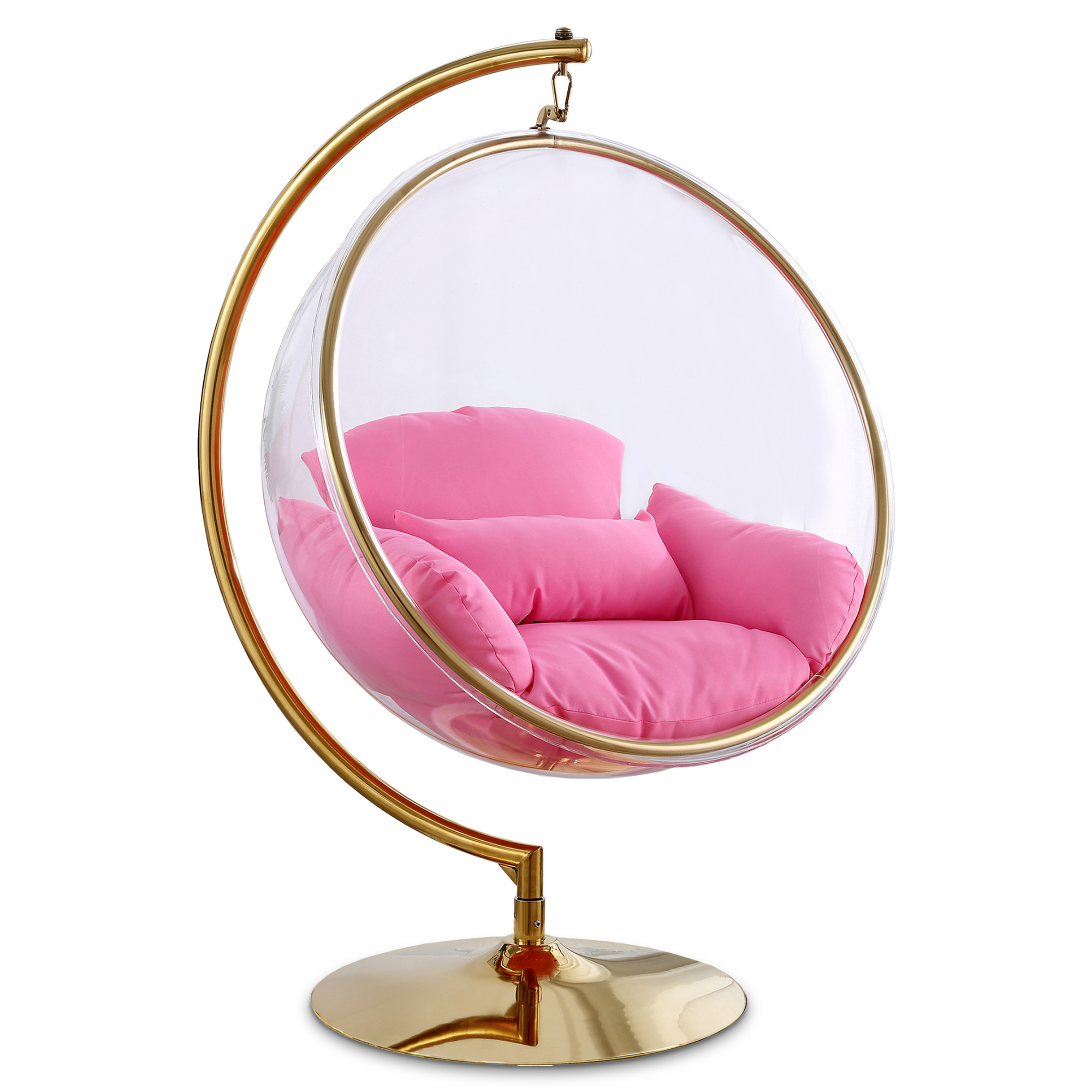 Luna Acrylic And Fabric Upholstered Swing Bubble Accent Chair