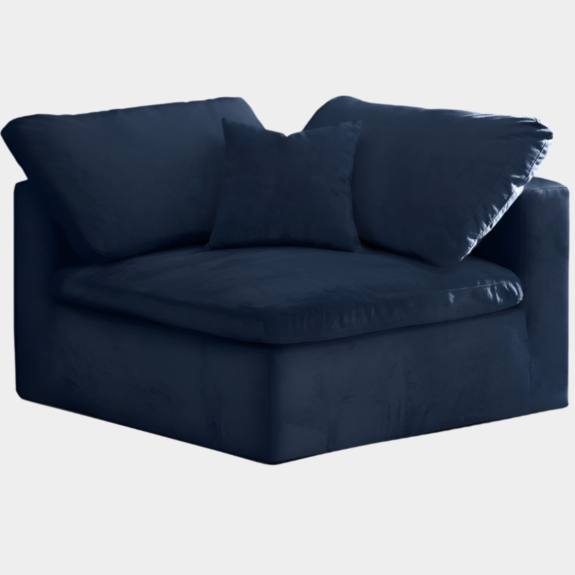 Cozy Velvet Upholstered Overstuffed Fiber Filled Comfort Comfort Corner Modular Chair