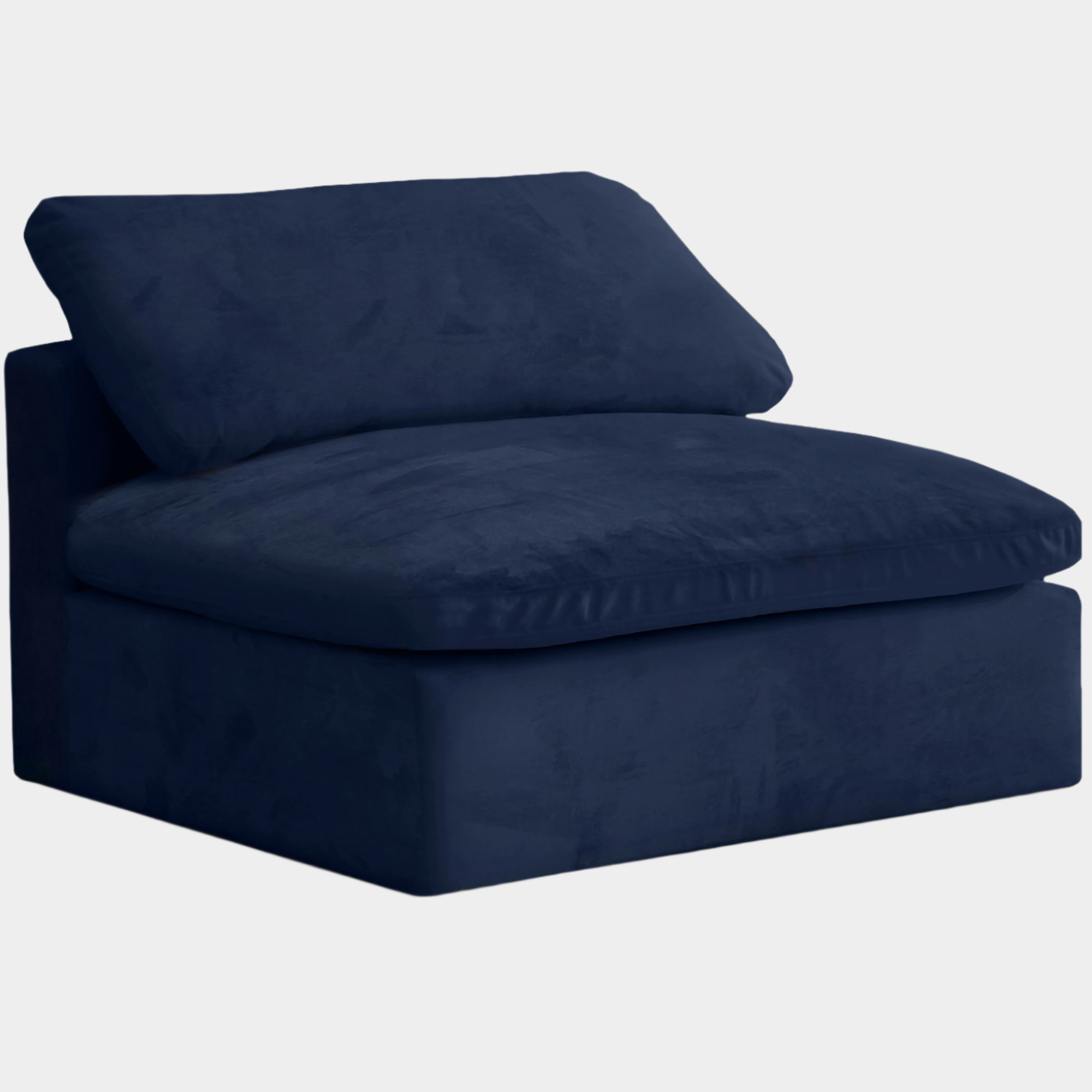 Cozy Velvet Upholstered Overstuffed Fiber Filled Comfort Comfort Armless Modular Chair
