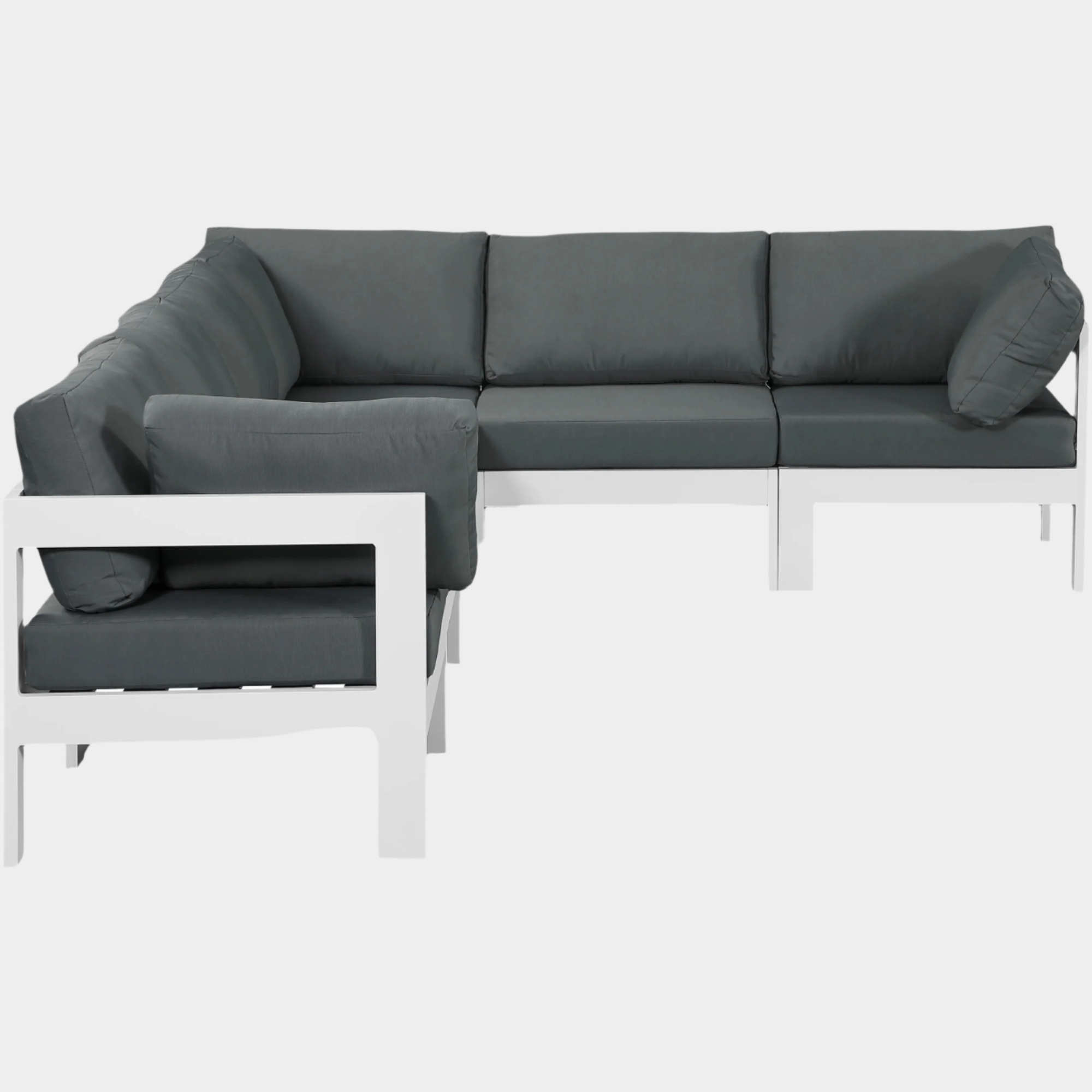 Nizuc 120" Water Resistant Fabric Upholstered Outdoor Patio 6pc. Modular Sectional