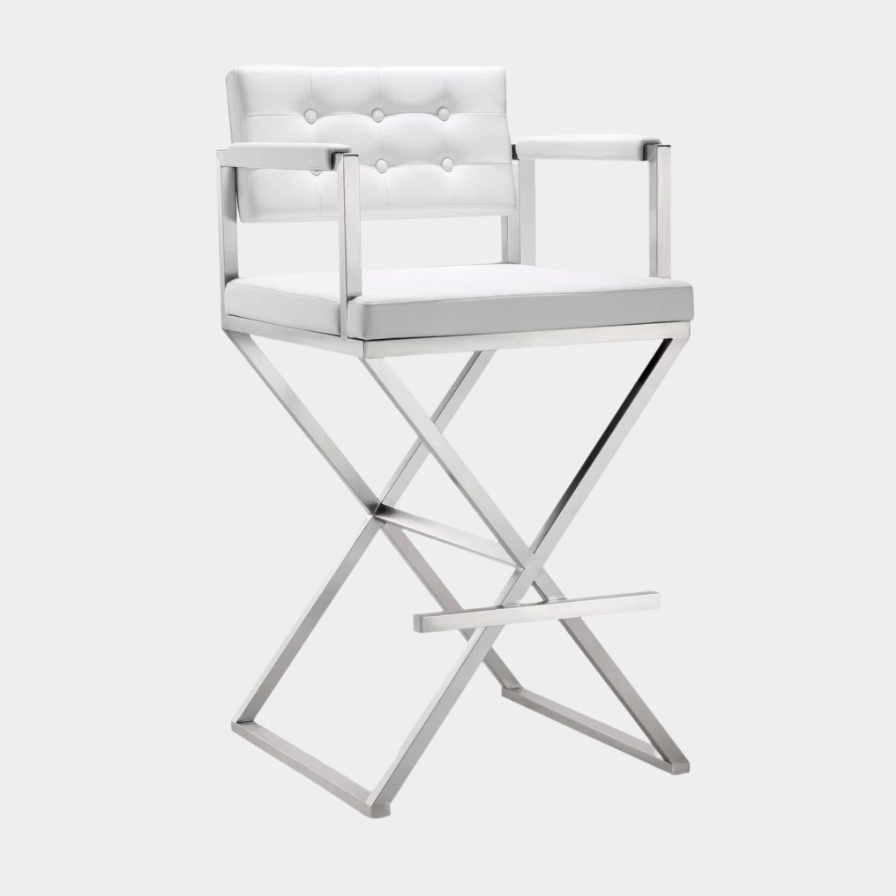 Tabouret de bar Director White Performance en cuir végétalien et acier inoxydable