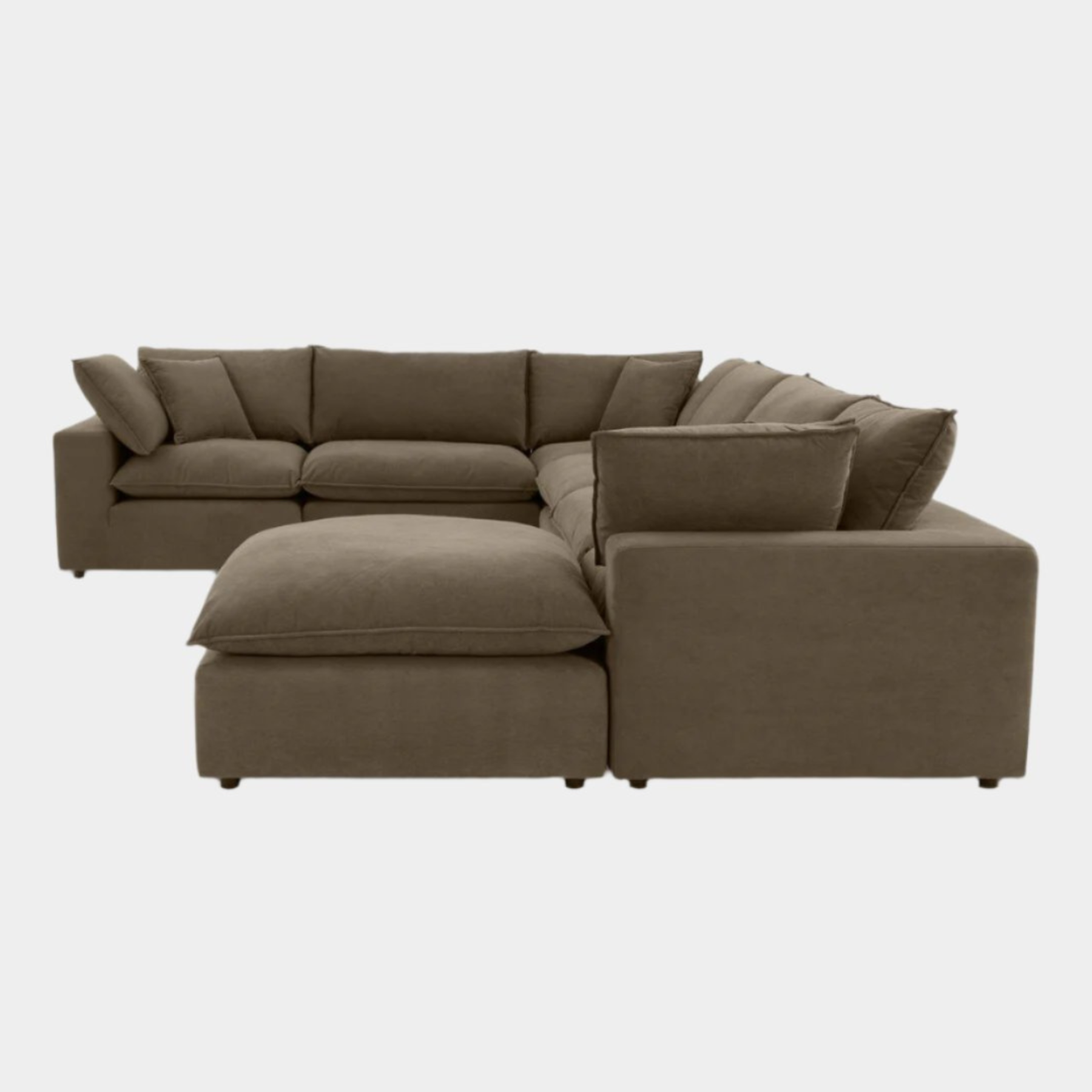 Chaise sectionnelle Cali en velours brun chocolat de grande taille