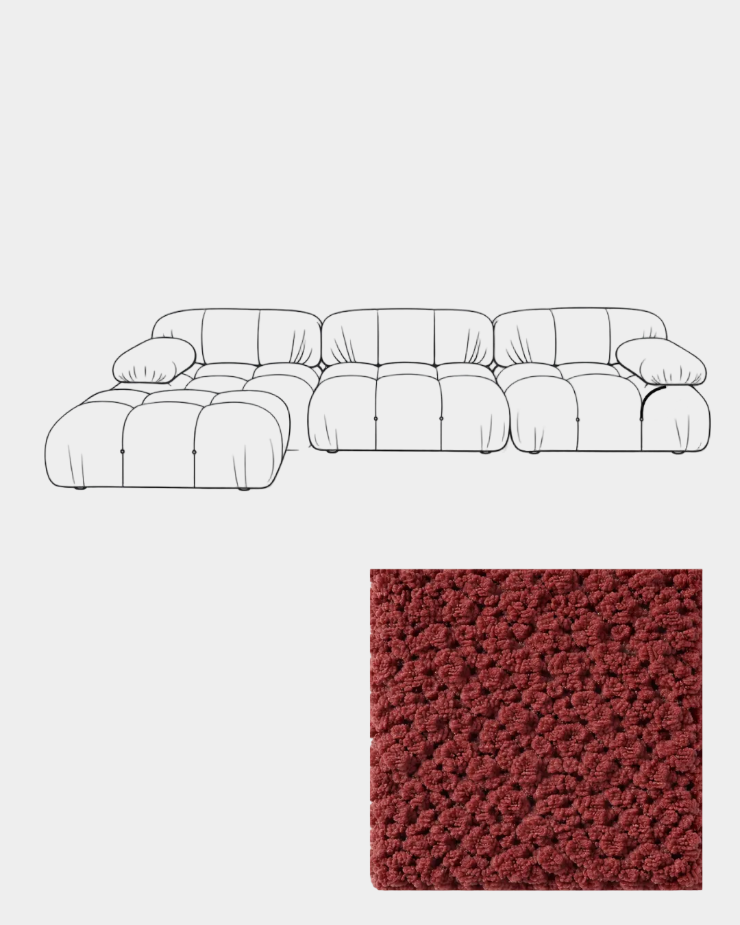 Mario Bellini Boucle Sofa with Ottoman