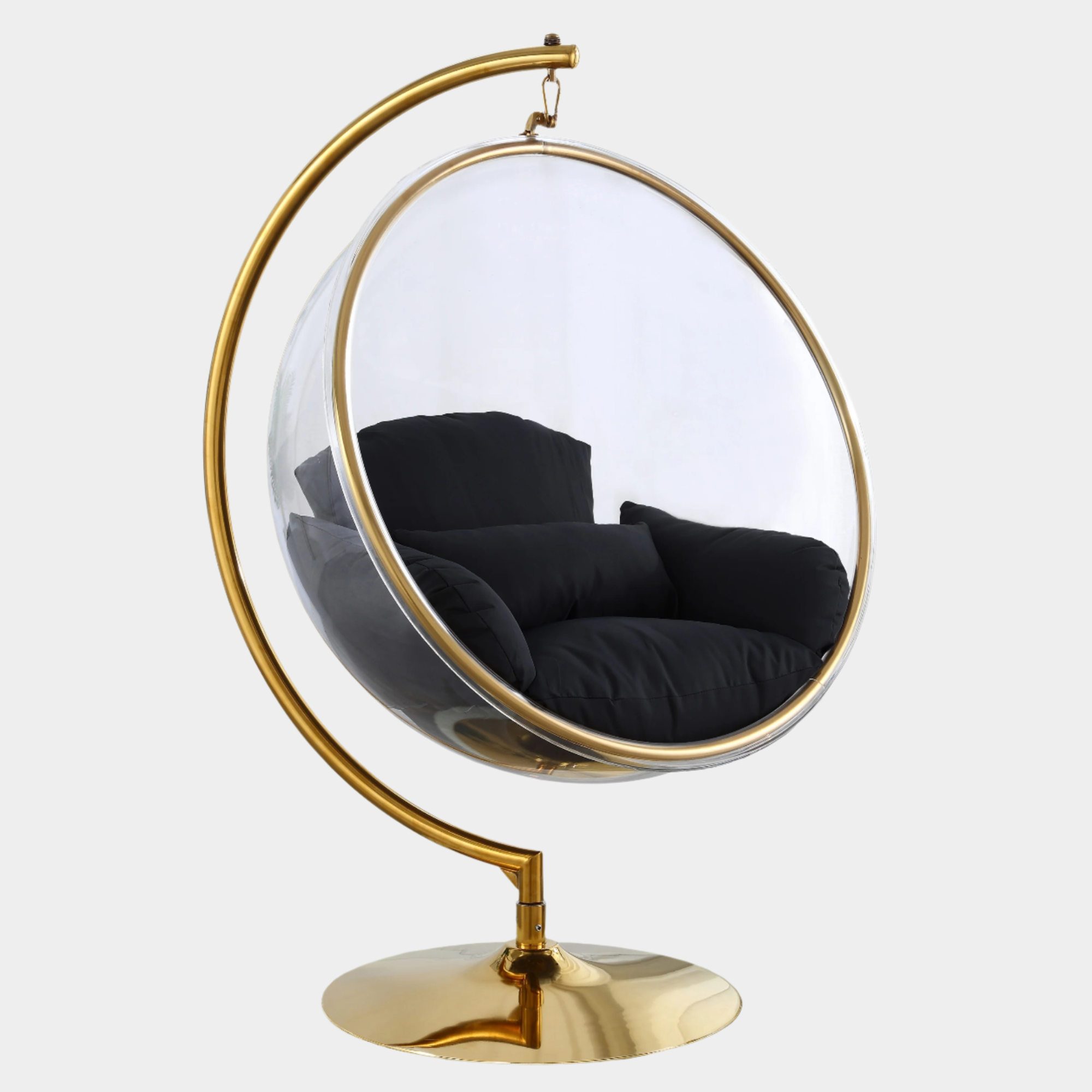Luna Acrylic And Fabric Upholstered Swing Bubble Accent Chair