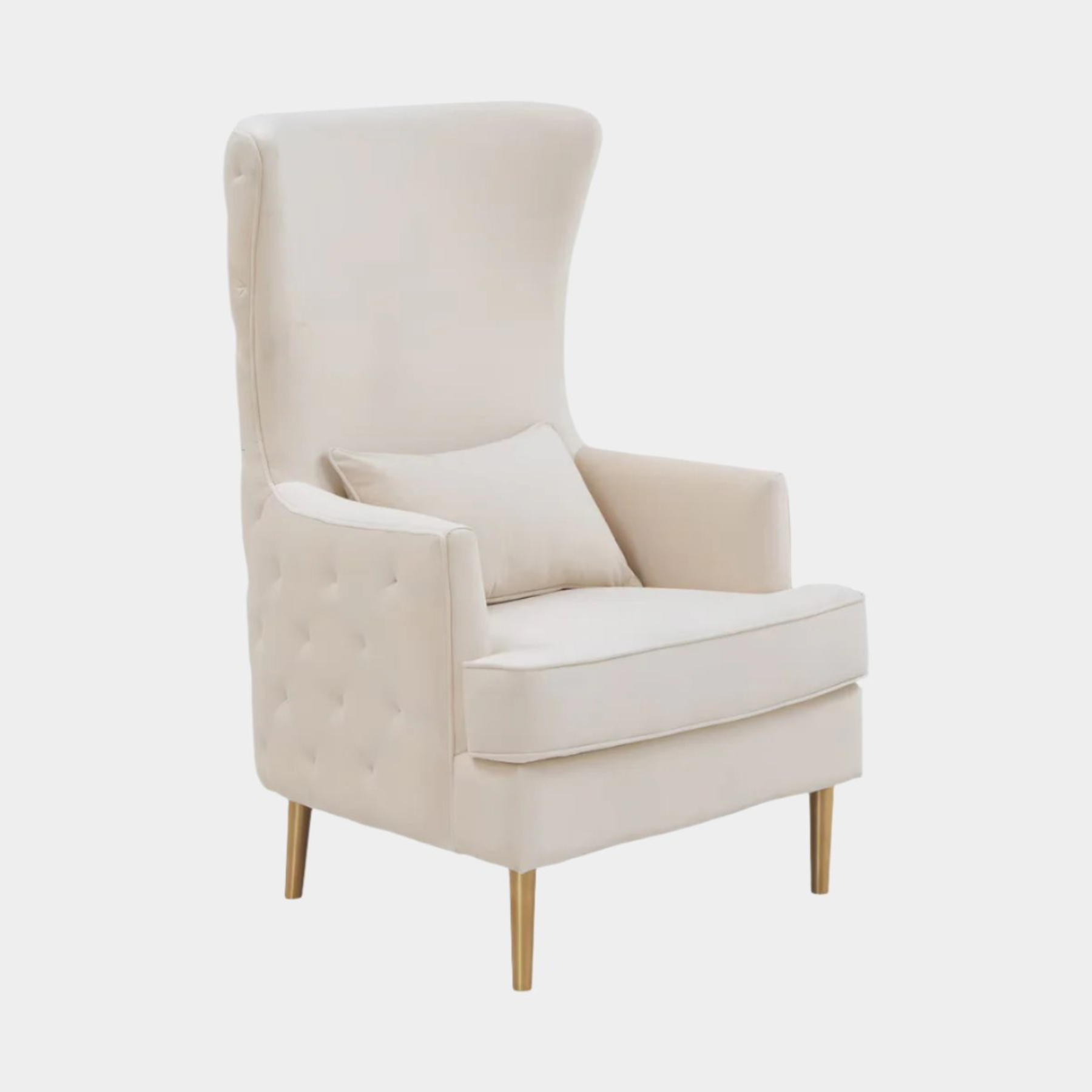 Chaise haute à dossier capitonné Alina de couleur crème par Inspire Me! Home Decor