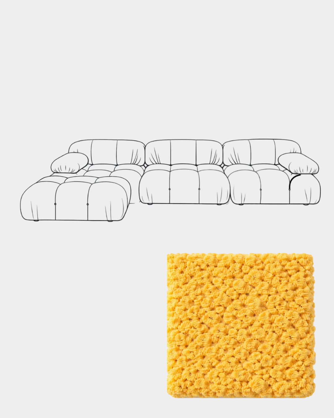 Mario Bellini Boucle Sofa with Ottoman