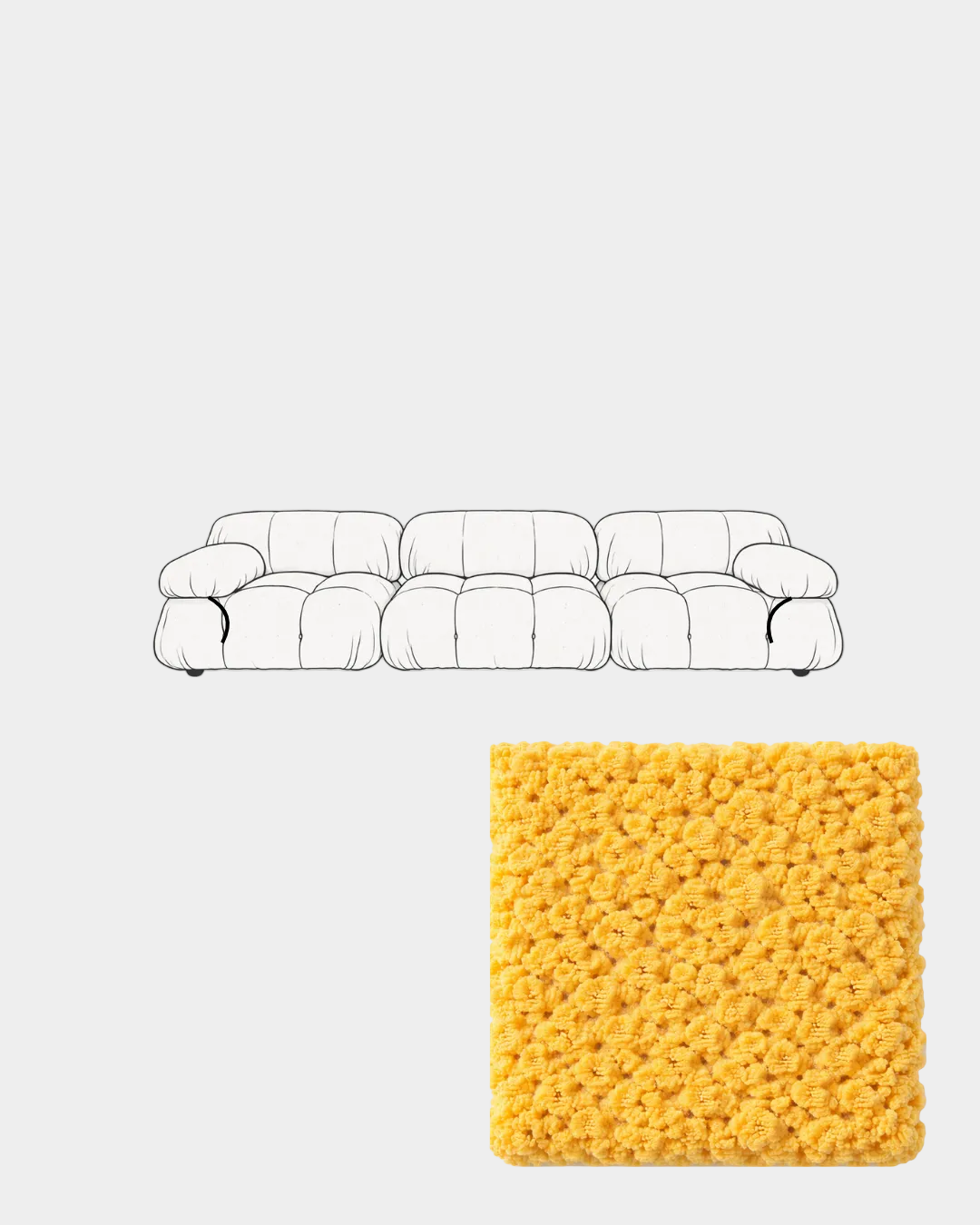 Mario Bellini Three-Seater Boucle Sofa