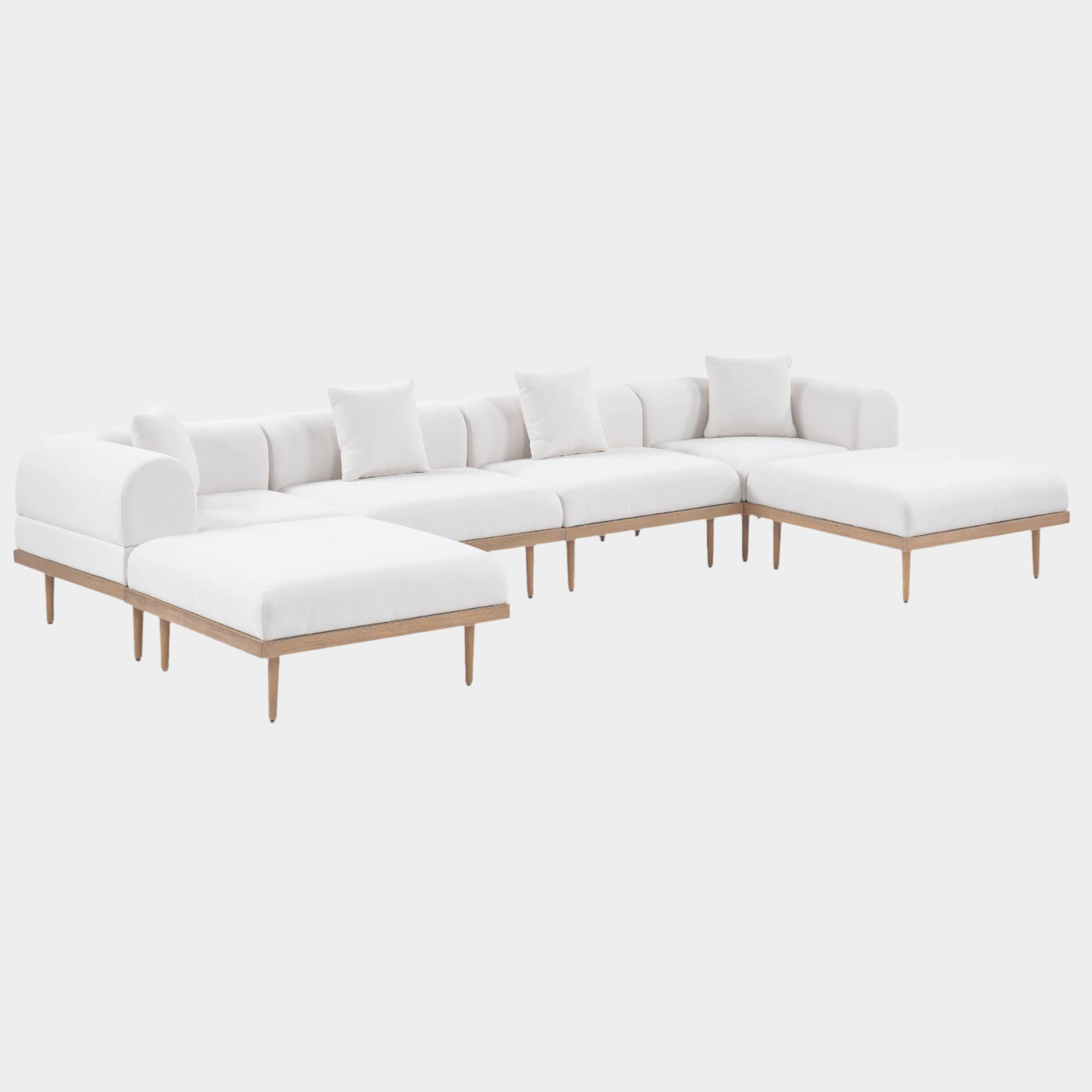 Laguna 142" Resilient Water Resistant Fabric Upholstered Outdoor Patio 6pc. Modular Sectional