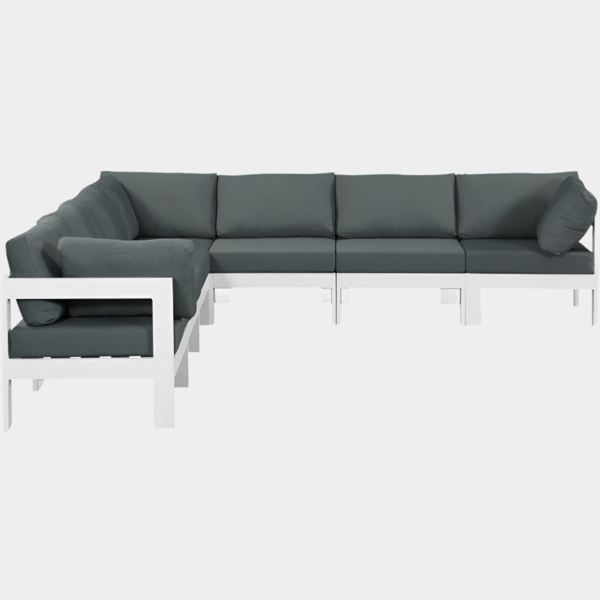 Nizuc 120" Water Resistant Fabric Upholstered Outdoor Patio 7pc. Modular Sectional