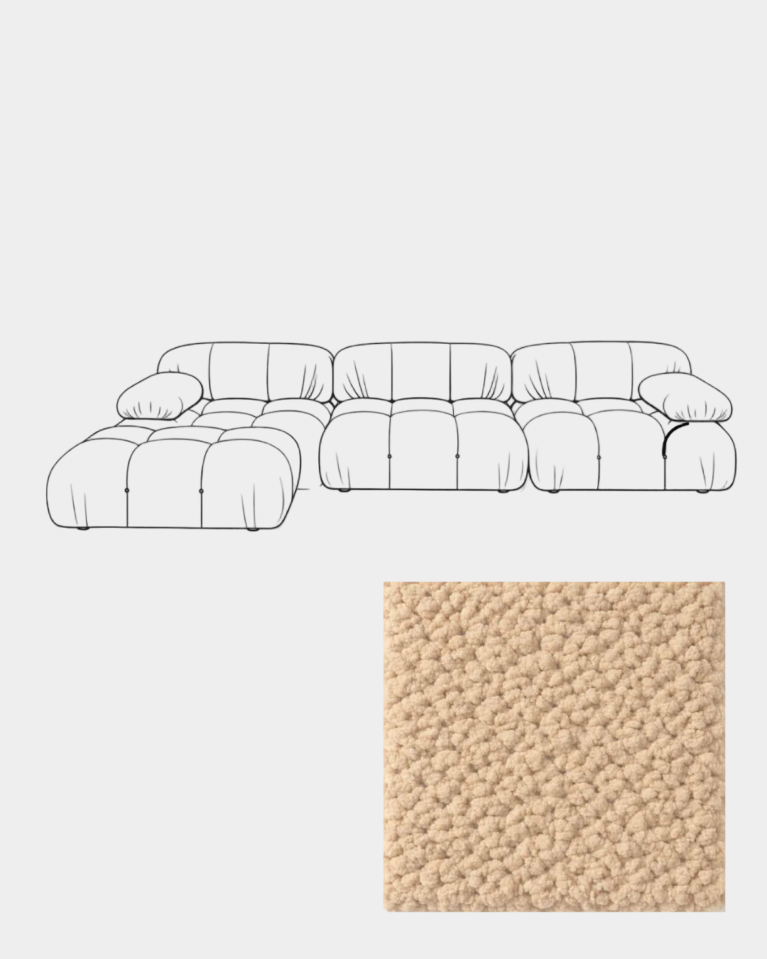 Mario Bellini Boucle Sofa with Ottoman