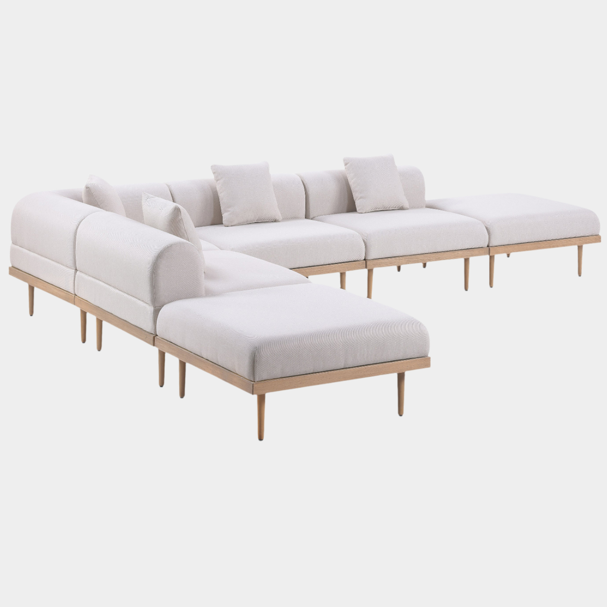 Laguna 142" Resilient Water Resistant Fabric Upholstered Outdoor Patio 6pc. Modular Sectional