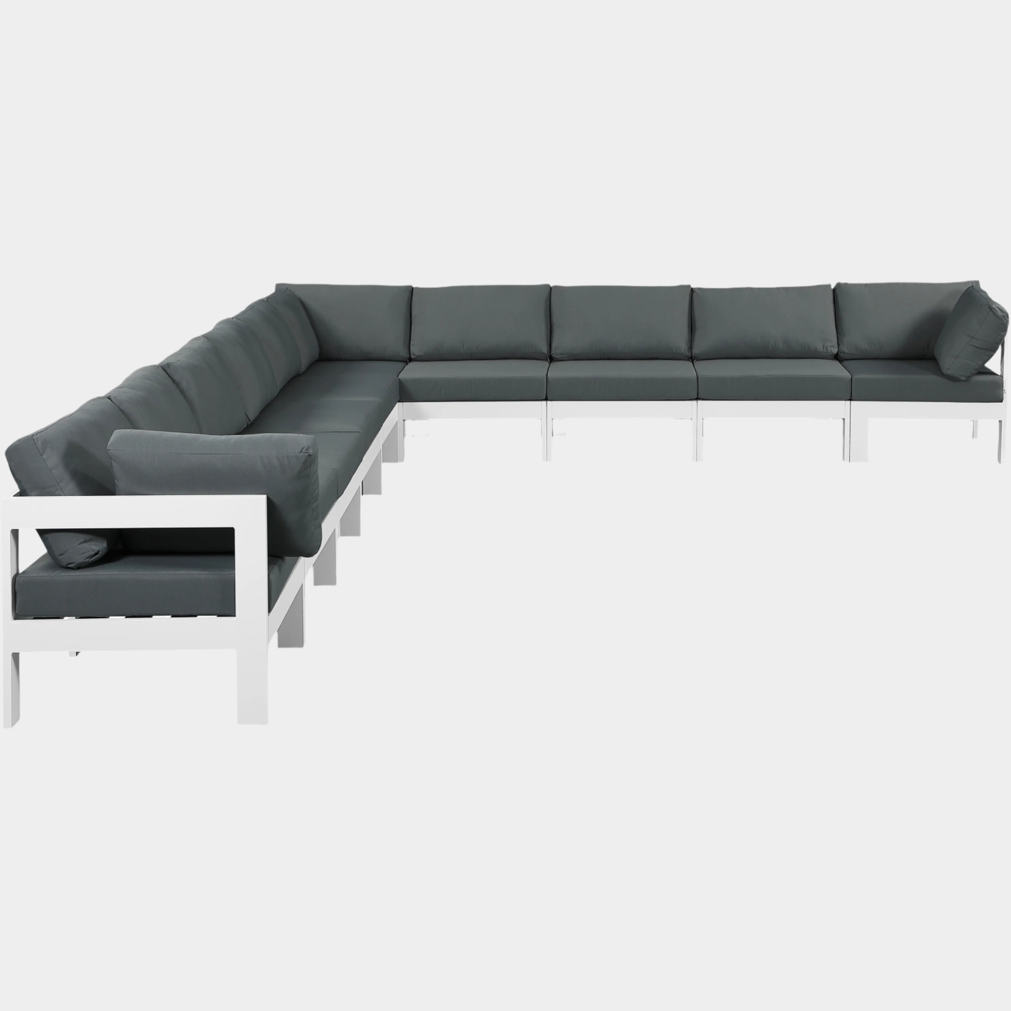 Nizuc 180" Water Resistant Fabric Upholstered Outdoor Patio 10pc. Modular Sectional