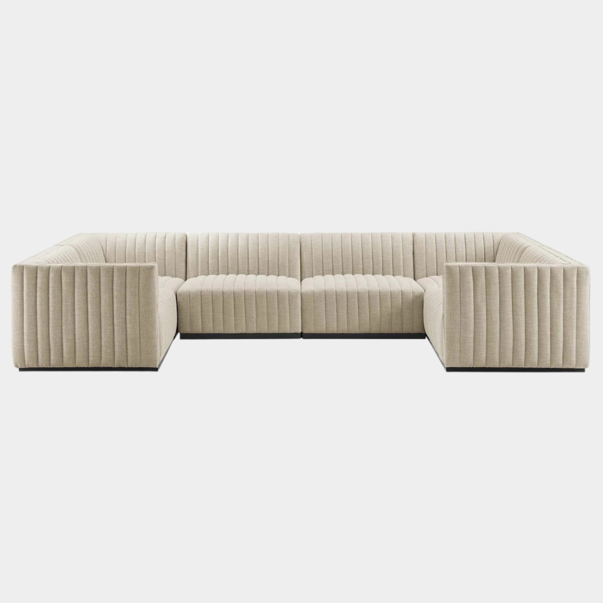 Conjure 6-Piece Channel Tufted Upholstered Fabric U-Shaped Sectional